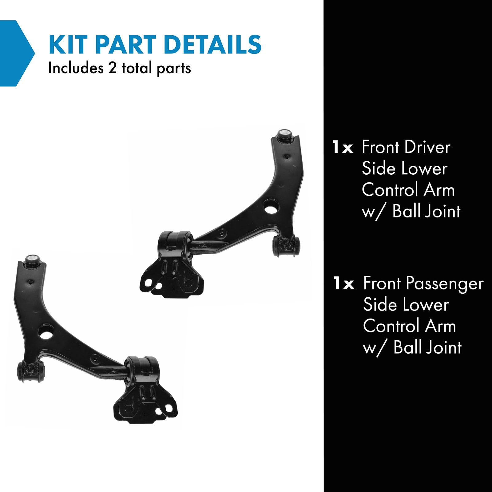 Trq Front Lower Control Arm With Ball Joint Set Compatible With 2010-2013 Mazda 3