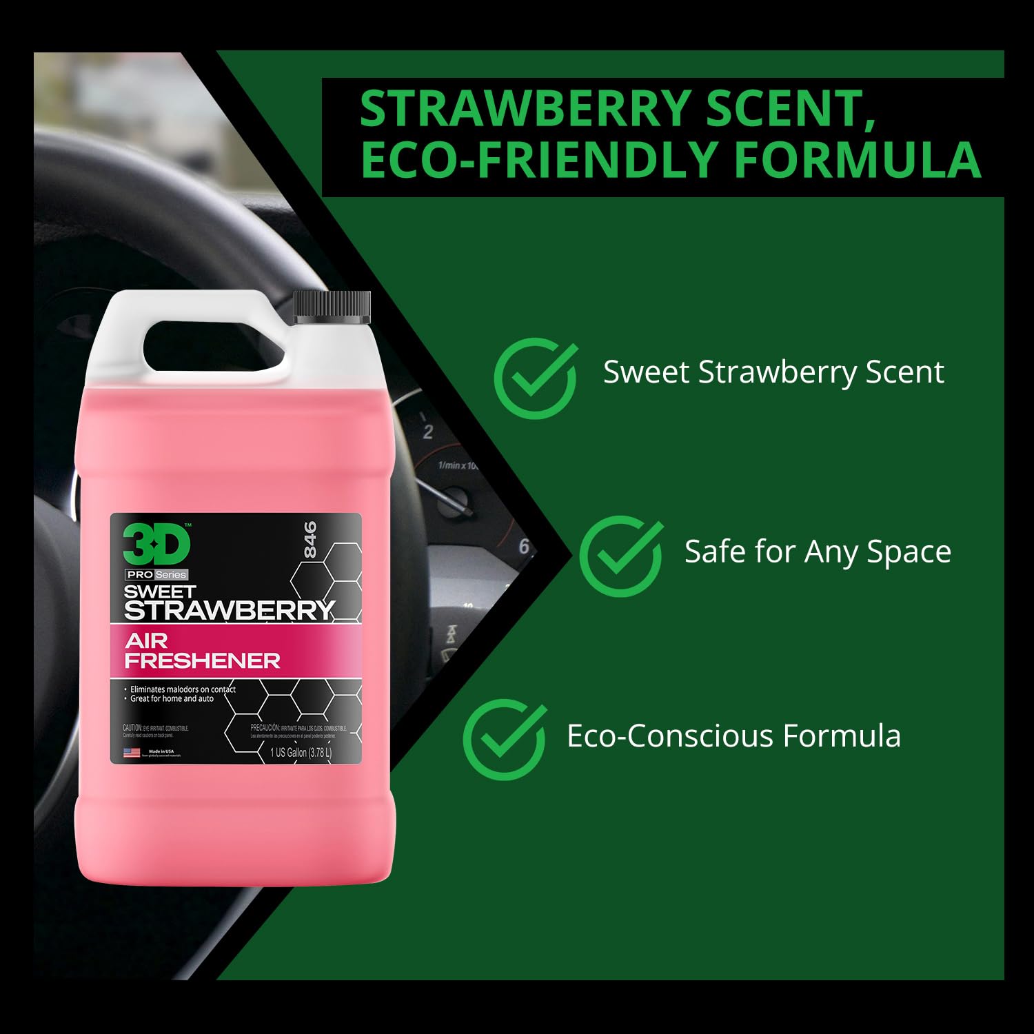 3D Water Based Odor Eliminator | Made In Usa | All Natural | No Harmful Chemicals | Air Freshener (Sweet Strawberry Scent)