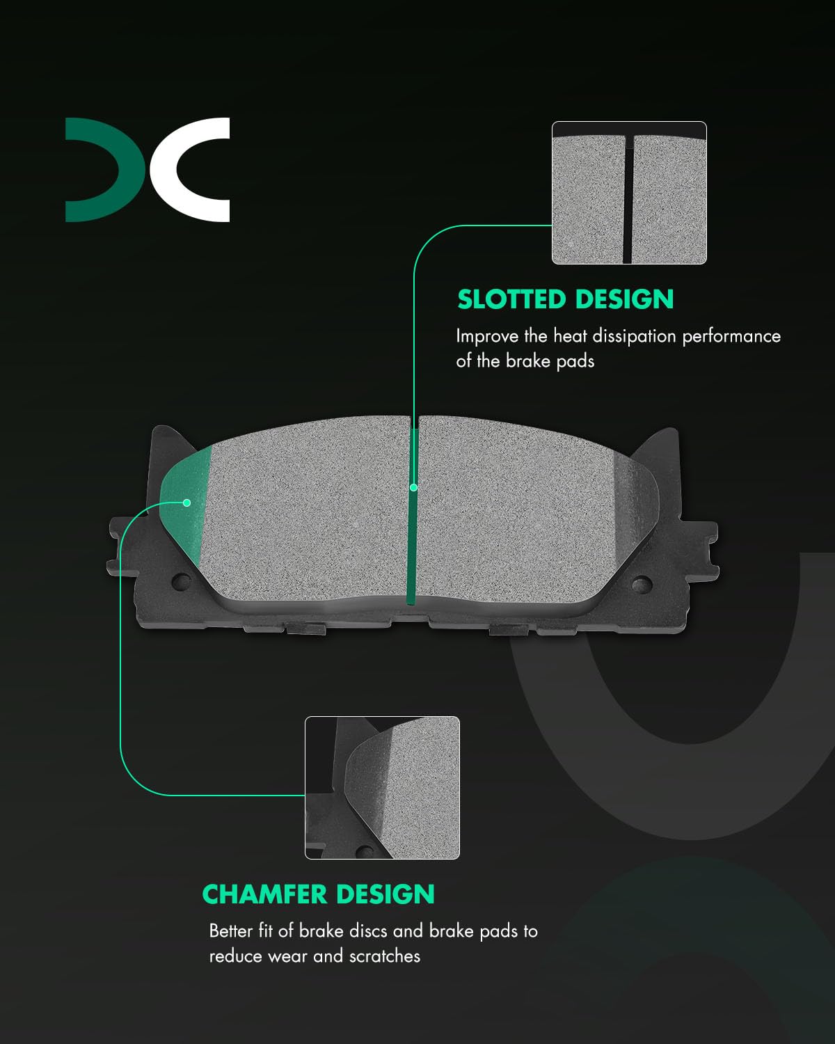 Scitoo Ceramic Brake Pads, 4Pcs Front Brake Pads Brakes Kits Fit For 2013-2018 For Lexus Es300H,2007-2018 For Lexus Es350,2008-2