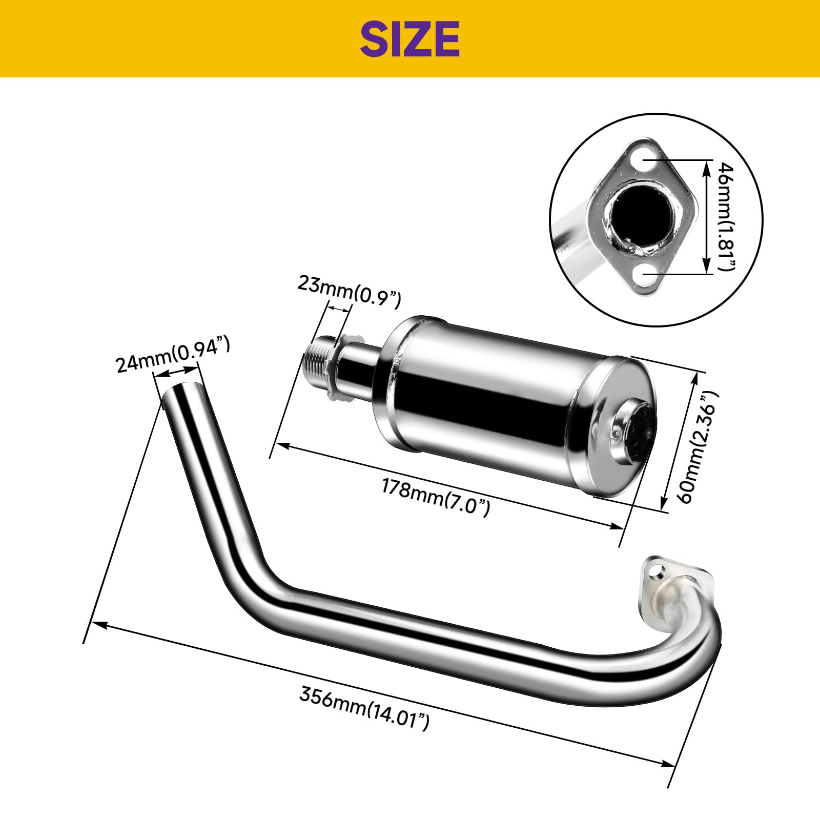 HIAORS Upgrade Exhaust Pipe Silencer Kit for Predator 212cc 196cc 224cc Coleman CT200U BT200X CT200U-EX Baja Warrior Massimo MB1