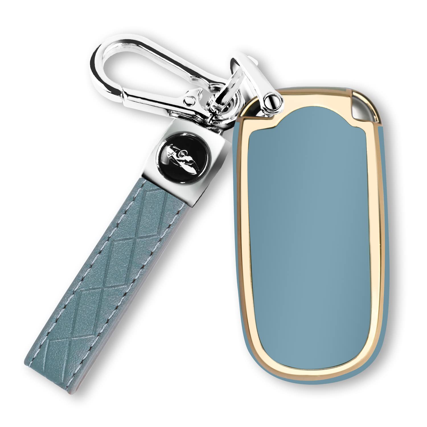 Qbuc For Jeep Key Fob Cover With Leather Keychain Tpu Protection Key Case Compatible With Grand Cherokee Renegade Smart Key