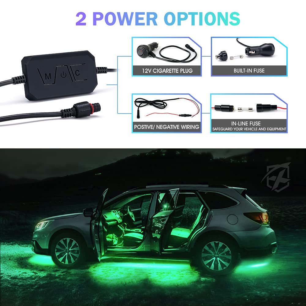 Xprite 8Pcs Car Rgb Led Strip Lights, Exterior Underglow & Interior Bluetooth Lights Kit, App Control & Wireless Remote, Music S