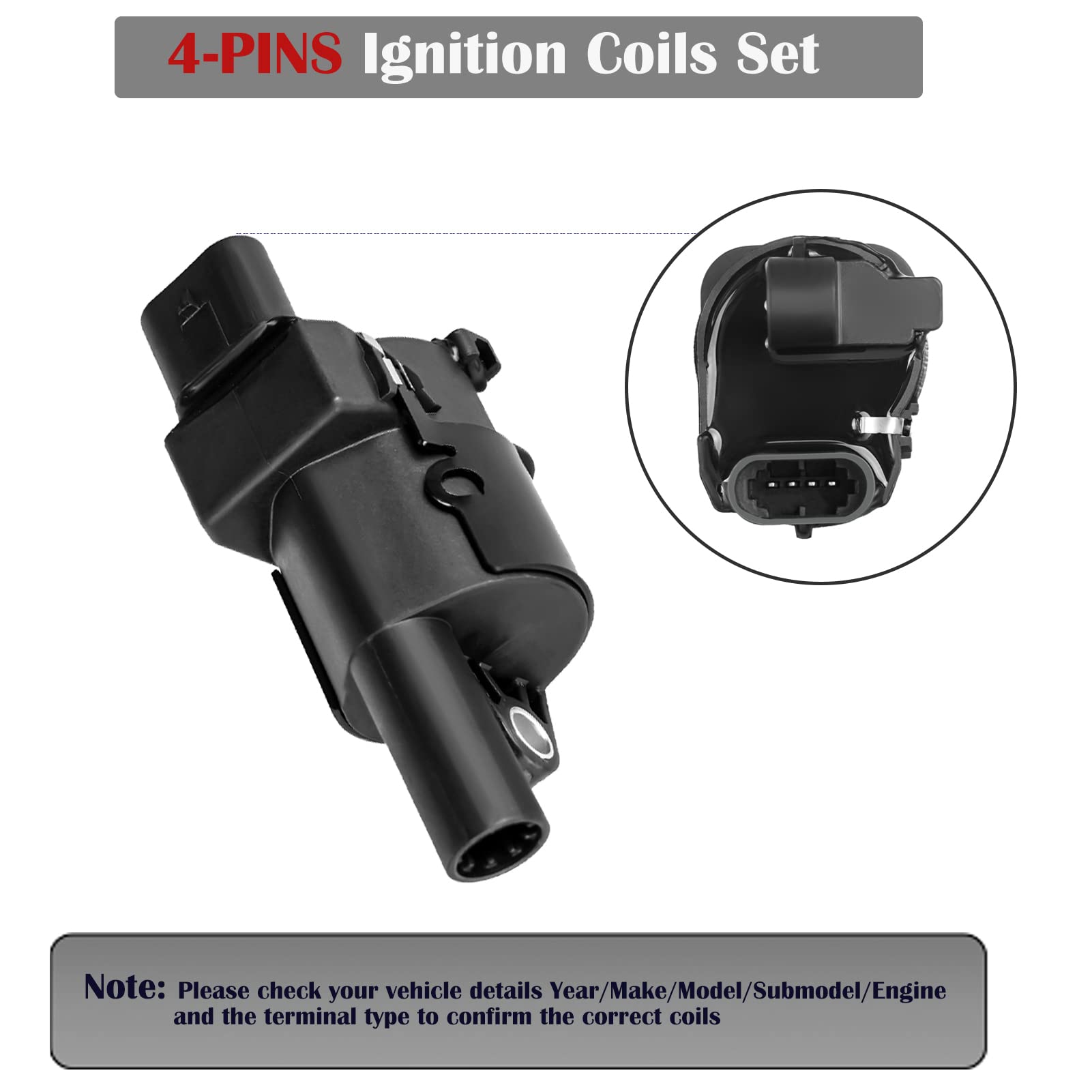 Set Of 8 Round Ignition Coil Pack For 5.3 V8 Chevy Silverado Suburban Tahoe Avalanche Gmc Yukon Sierra Canyon Savana 2007 2008 2009 2010 2011 2012 2013 2014 2015 2016 2017 Coils 5.3L Replaces# Uf414