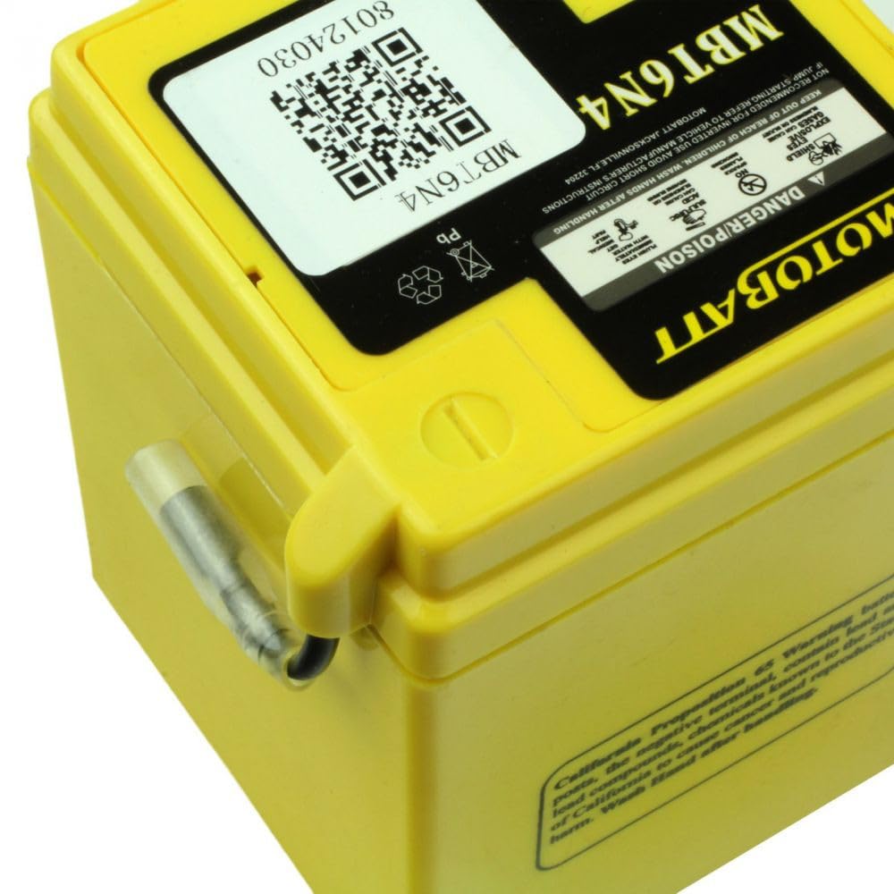 MotoBatt MBT6N4 (6V 4 Amp) Factory Activated Maintenance Free QuadFlex AGM Battery Replaces - 6N42A, 6N42A3, 6N42A4, 6N42A5, 6N42A6, 6N42A8