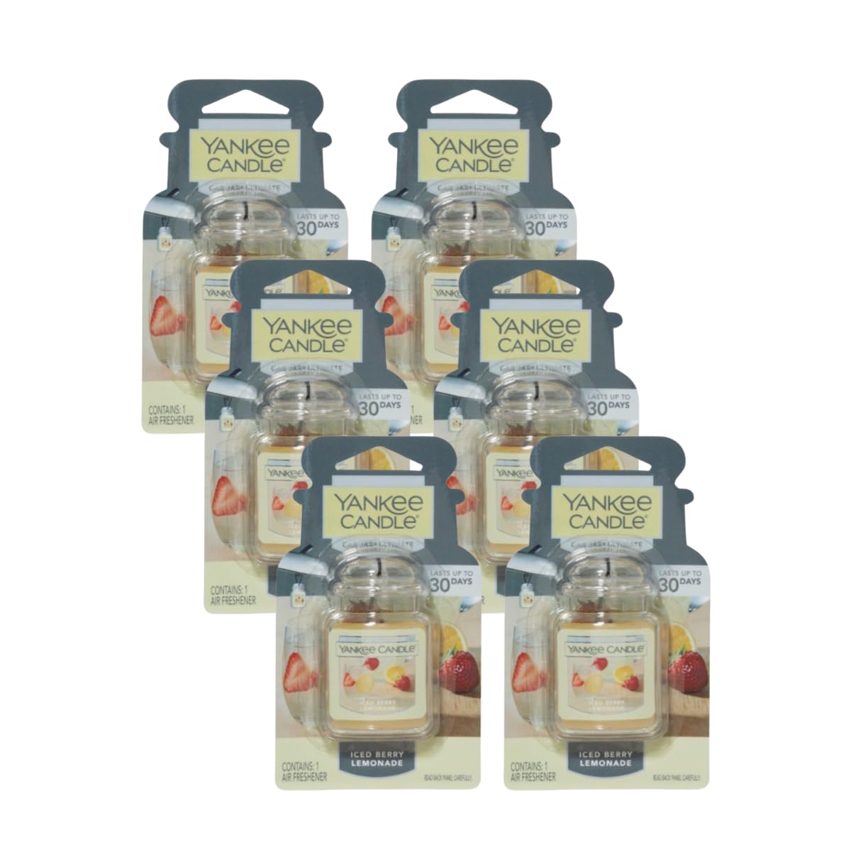 Yankee Candle Car Jar Ultimate, Iced Berry Lemonade, 0.96 OZ (Pack of 6)