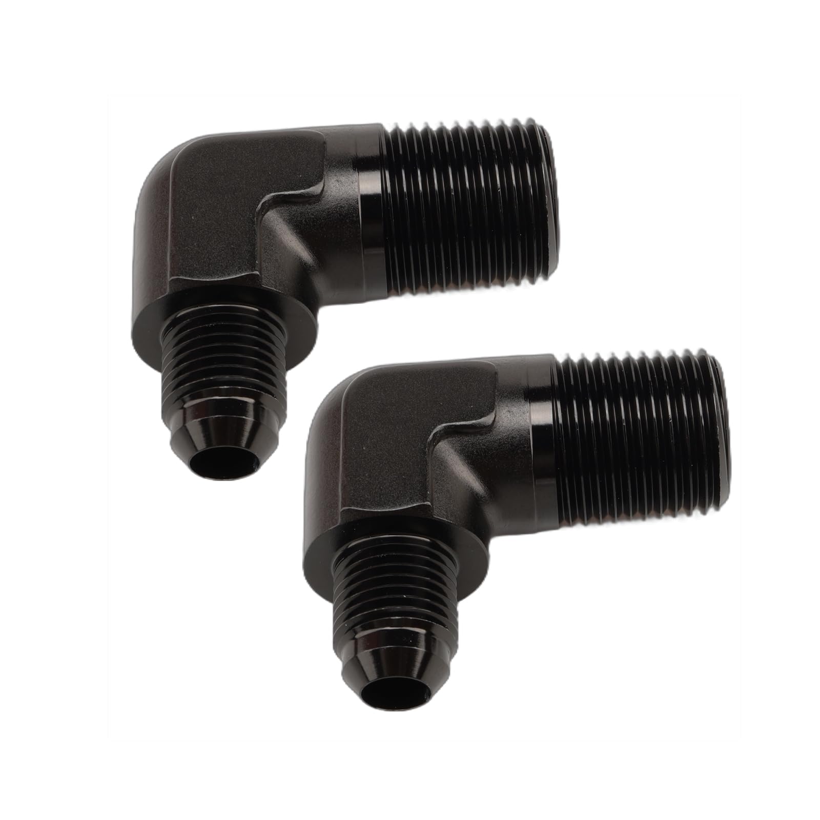 Ac Performance 90 Degree Elbow -6 An Male To 1/2'' Npt Male Fitting Adapter Connector Aluminum Black, Pack Of 2