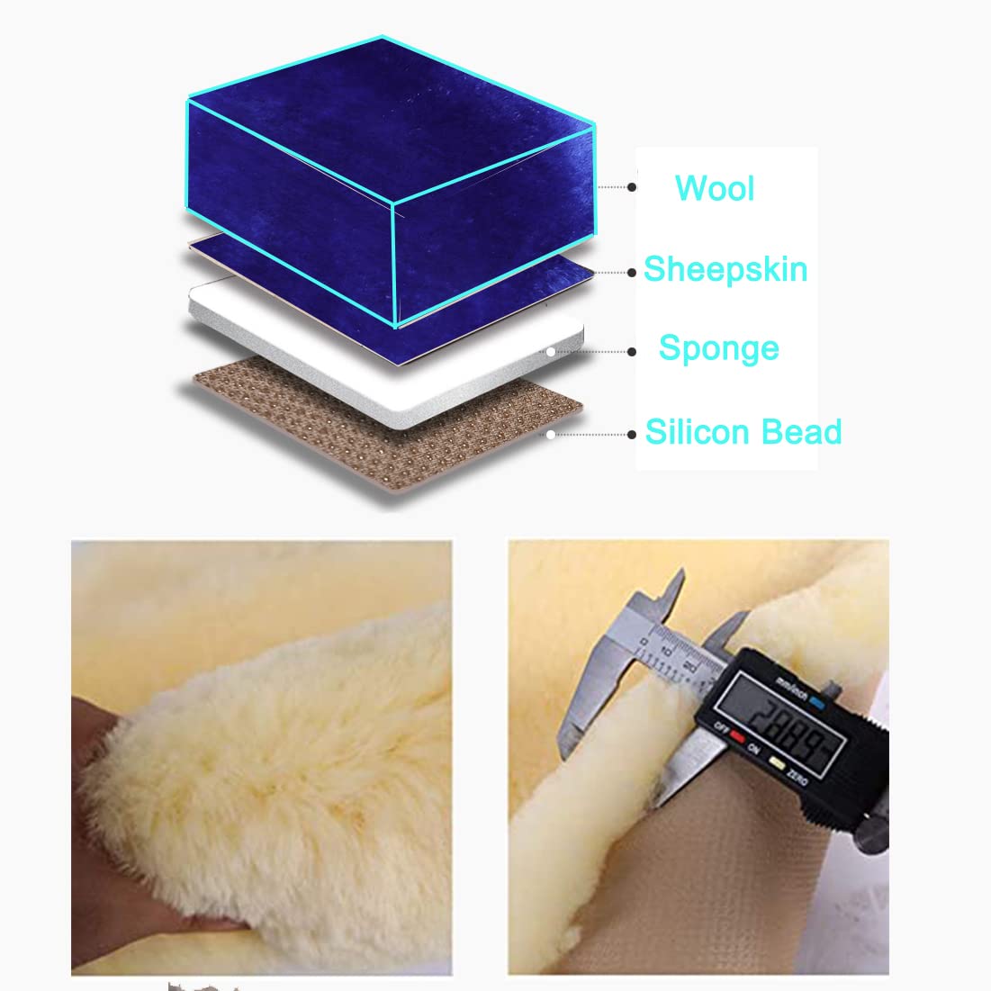 Ogland Fluffy Genuine Australia Sheepskin Car Seat Cover For Auto Interior Accessories With Soft Fuzzy Woolnatural Fur Non-Slip