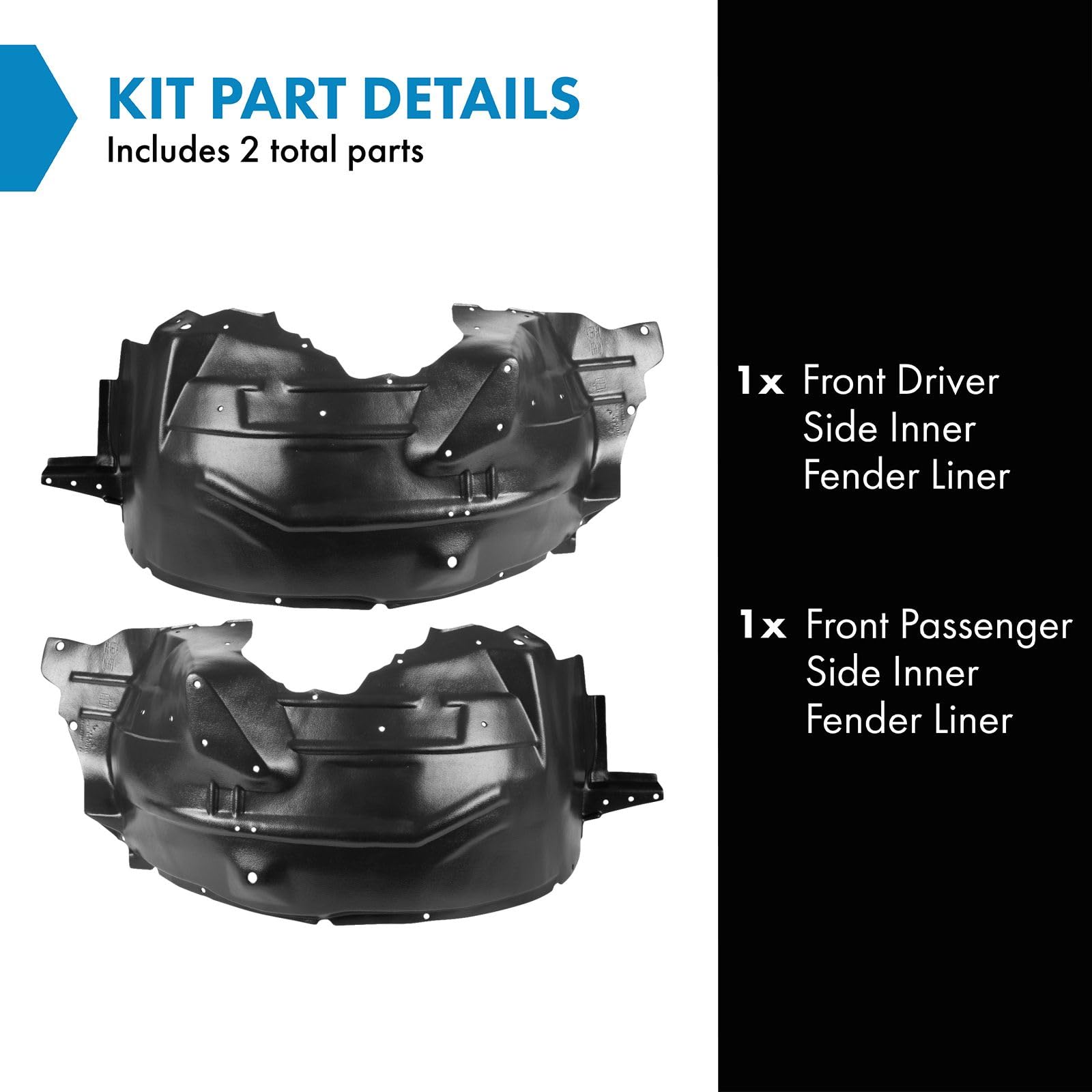 Trq Front Inner Fender Liner Set Compatible With 2004-2005 Ford F-250 Super Duty F-350 Super Duty Fo1250137 Fo1251137