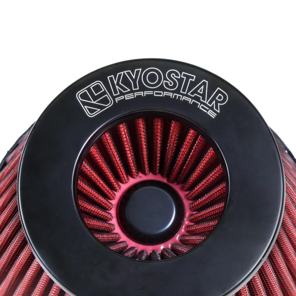 Kyostar 6 Inch (152Mm) Neck High Flow Inlet Cold Air Intake Cone Replacement Dry Air Filter Red