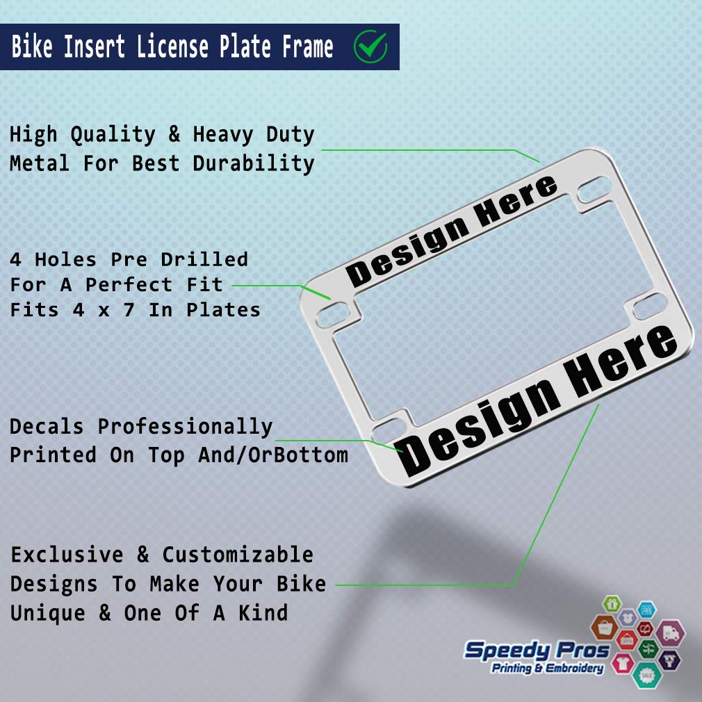 Speedy Pros Metal Zinc Custom Bike License Plate Frame Custom Personalized Text Motorcycle Accessories License Plate Holder Chro