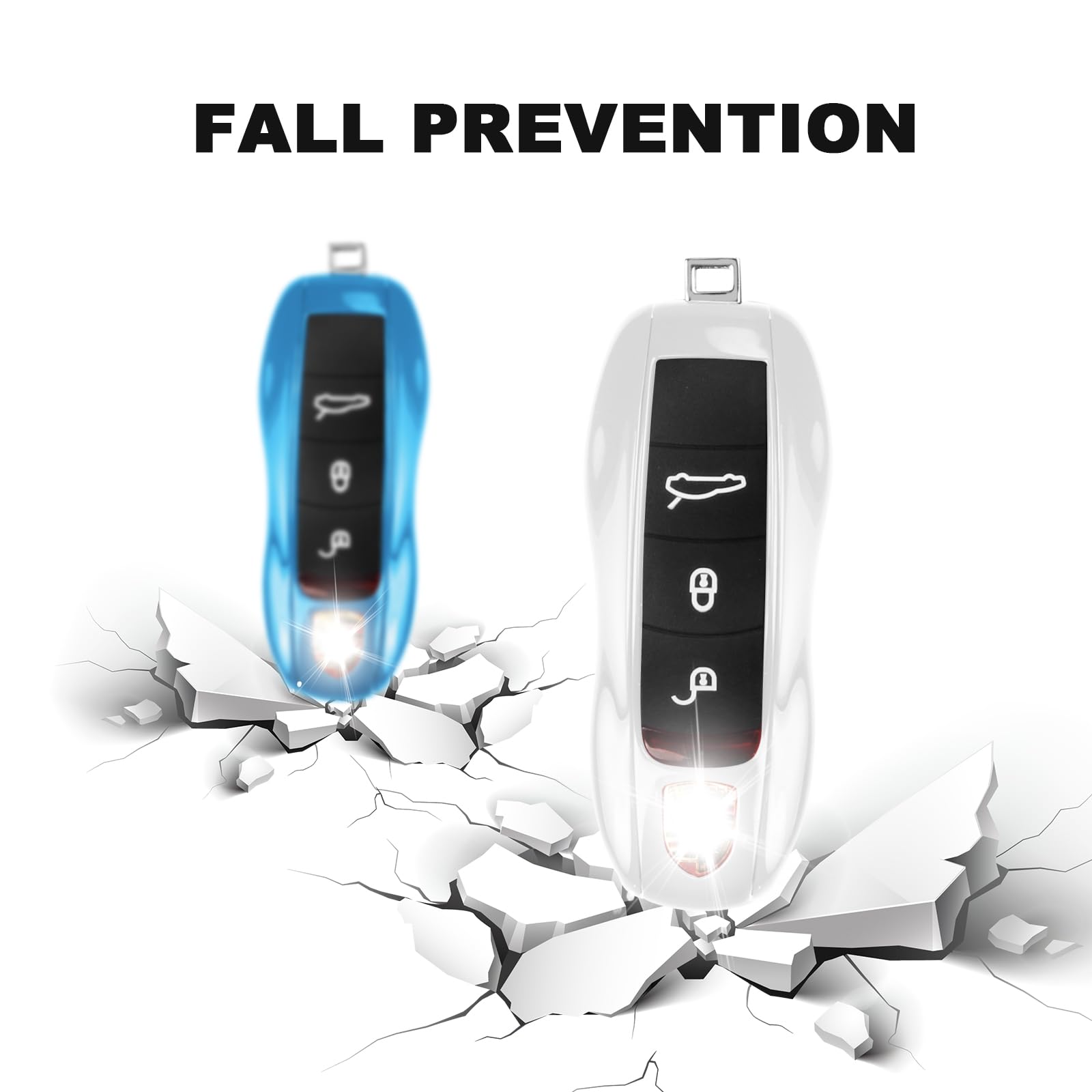 Qbuc For Porsche Key Fob Cover,3-Piece Painted Key Shell Compatible With Porsche Cayenne Panamera Macan 911 Boxter Cayman (White