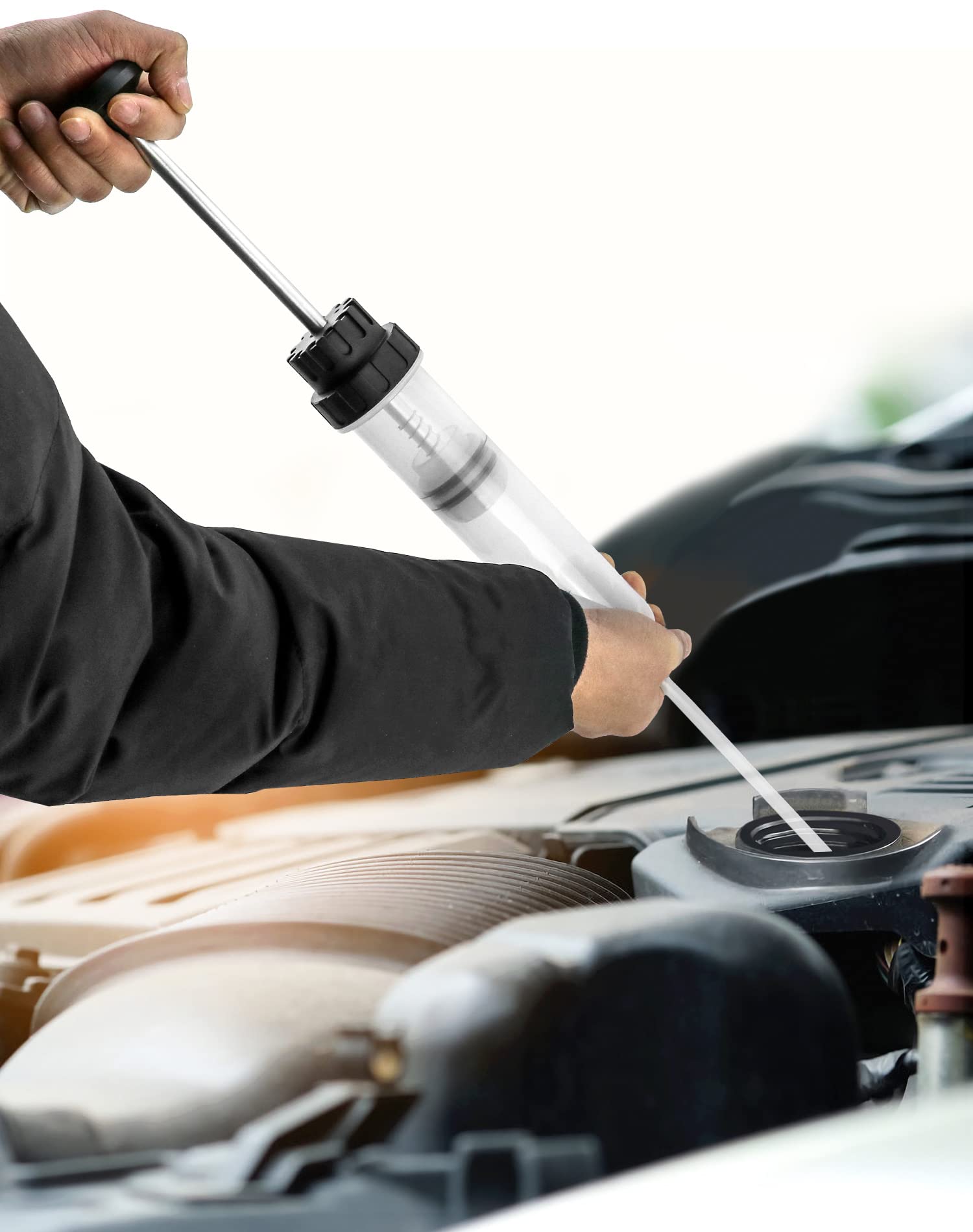 Qwork 200Cc/200Ml/0.21Qt./7Oz Extraction&Fill Pumb, Syringe Style Manual Automotive Pump,Gear Oil, And Brake Fluid Extractor