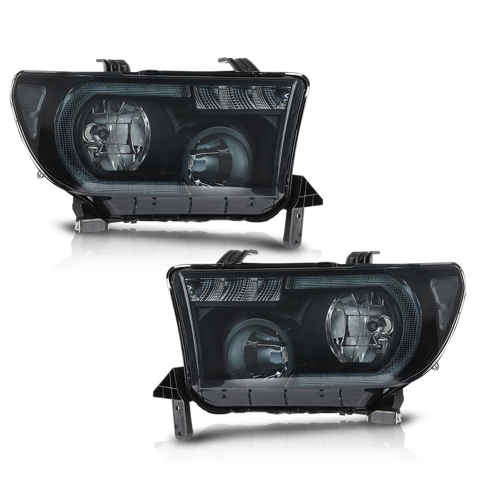 G-Plus Front Headlights Assembly Left And Right Side Compatible With Toyota Tundra 2007-2013/Fit For Toyota Sequoia 2008-2017, 8