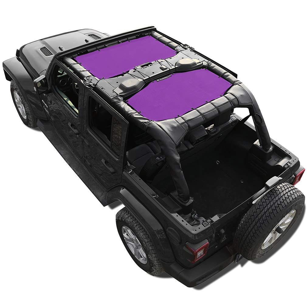 Shadeidea Sun Shade Top For Jeep Wrangler Jl Unlimited (2018-2023) 4 Door Front And Rear 2 Piece-Purple Mesh Screen Sunshade Jlu