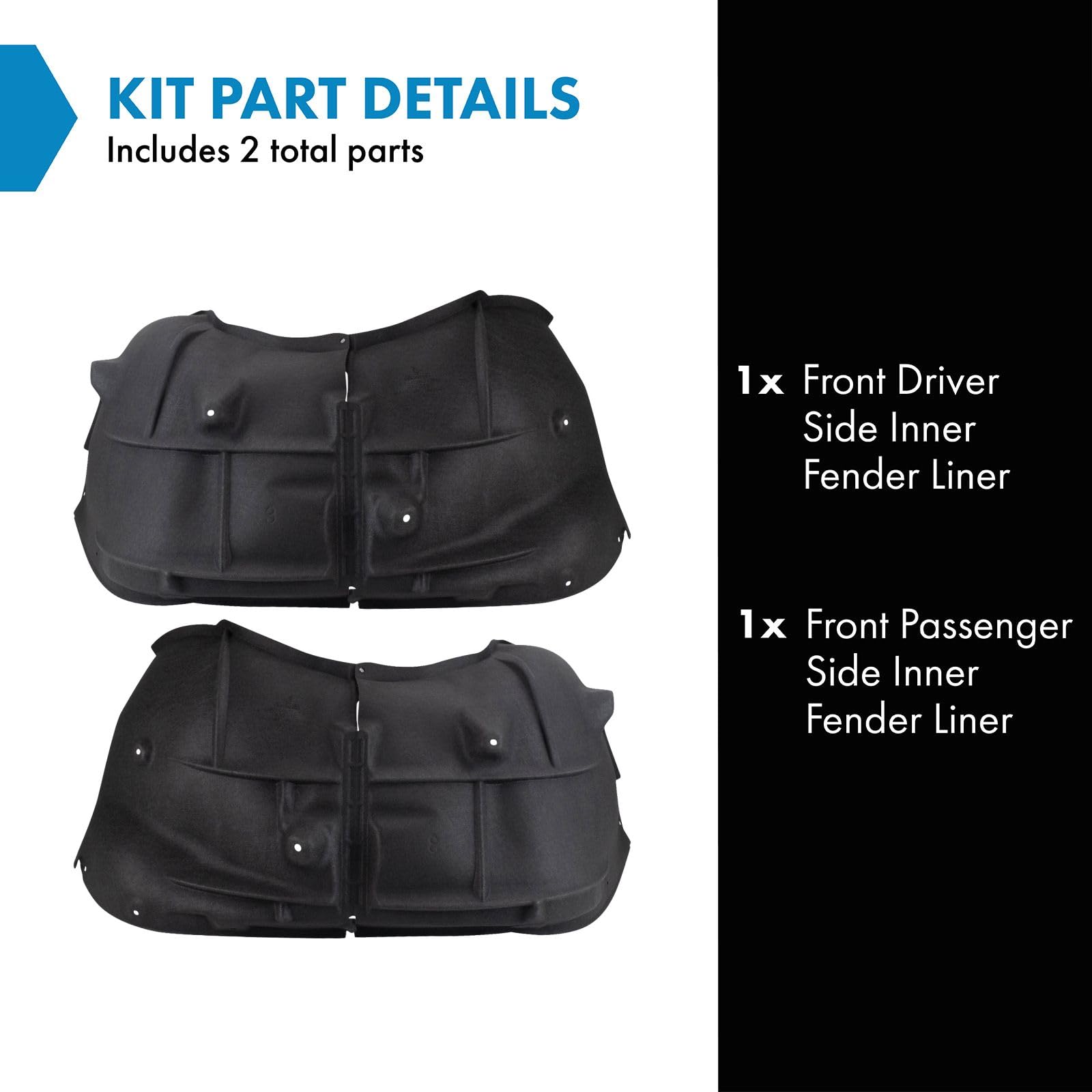 Trq Front Inner Fender Liner Set Compatible With 2020-2023 Chevrolet Silverado 2500 Hd Silverado 3500 Hd Gm1248313 Gm1249313