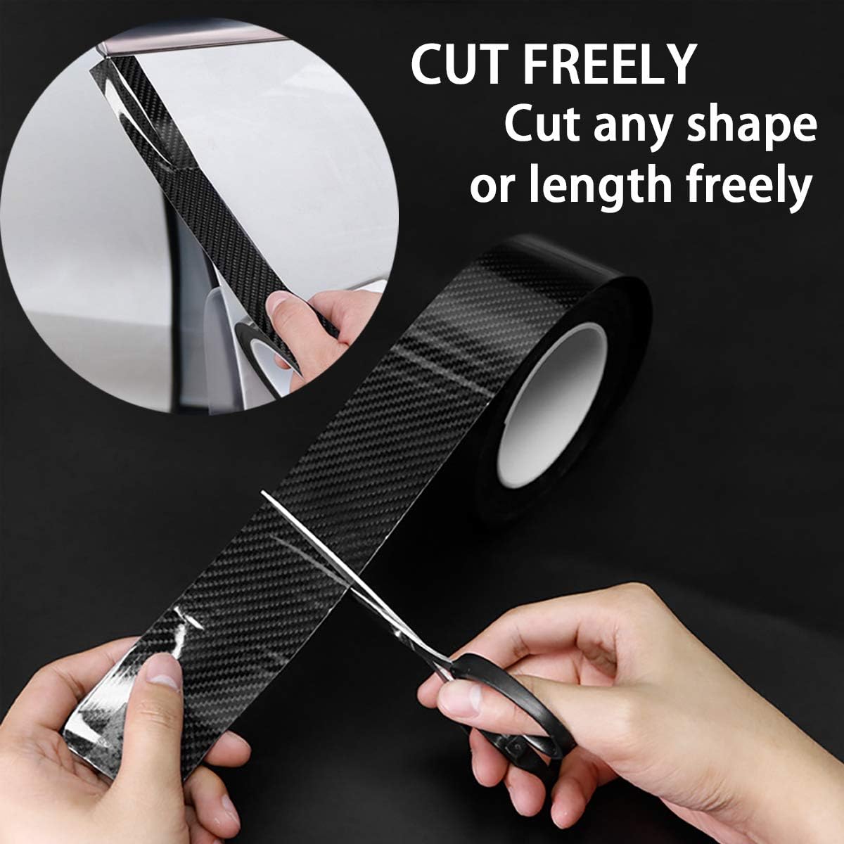 Dgsl Car Door Edge Guards Door Sill Protector, 2.7In X 16.4Ft 5D Carbon Fiber Car Wrap Film, Vinyl Automotive Wrap Film Anti-Col