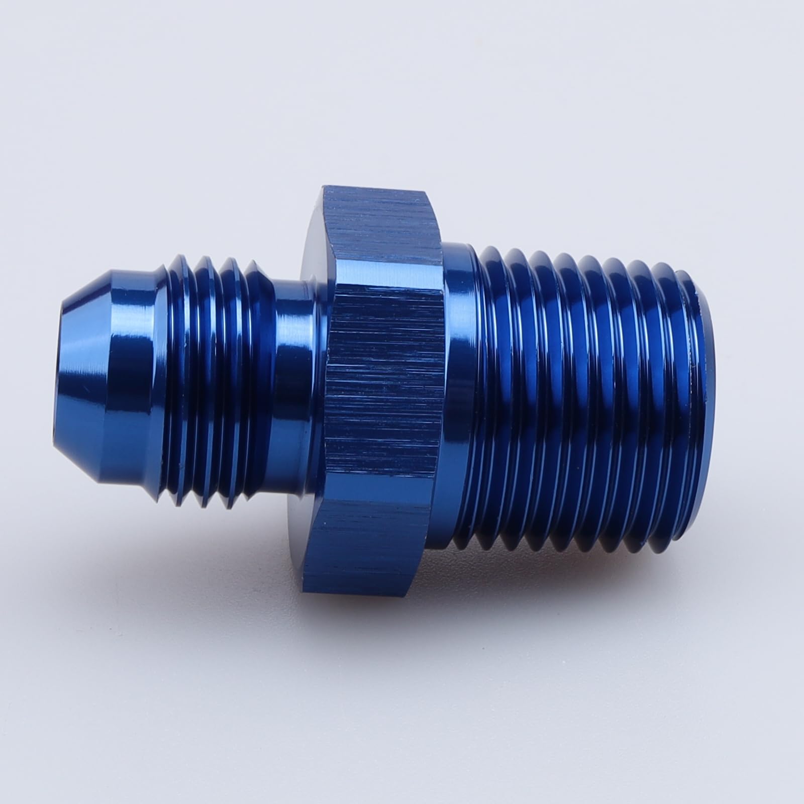Ac Performance Male 3/8'' Npt To -6 An Flare Adapter Straight Aluminum Blue