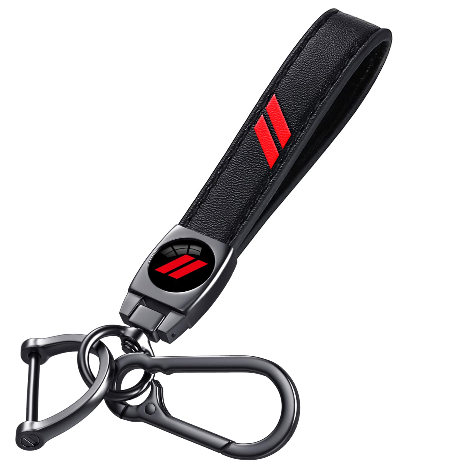 Annloysky Black Leather Metal Car Keychian Keyring Accessories Compatible with Dodge Challenger Charger SRT RAM Cars Accessories