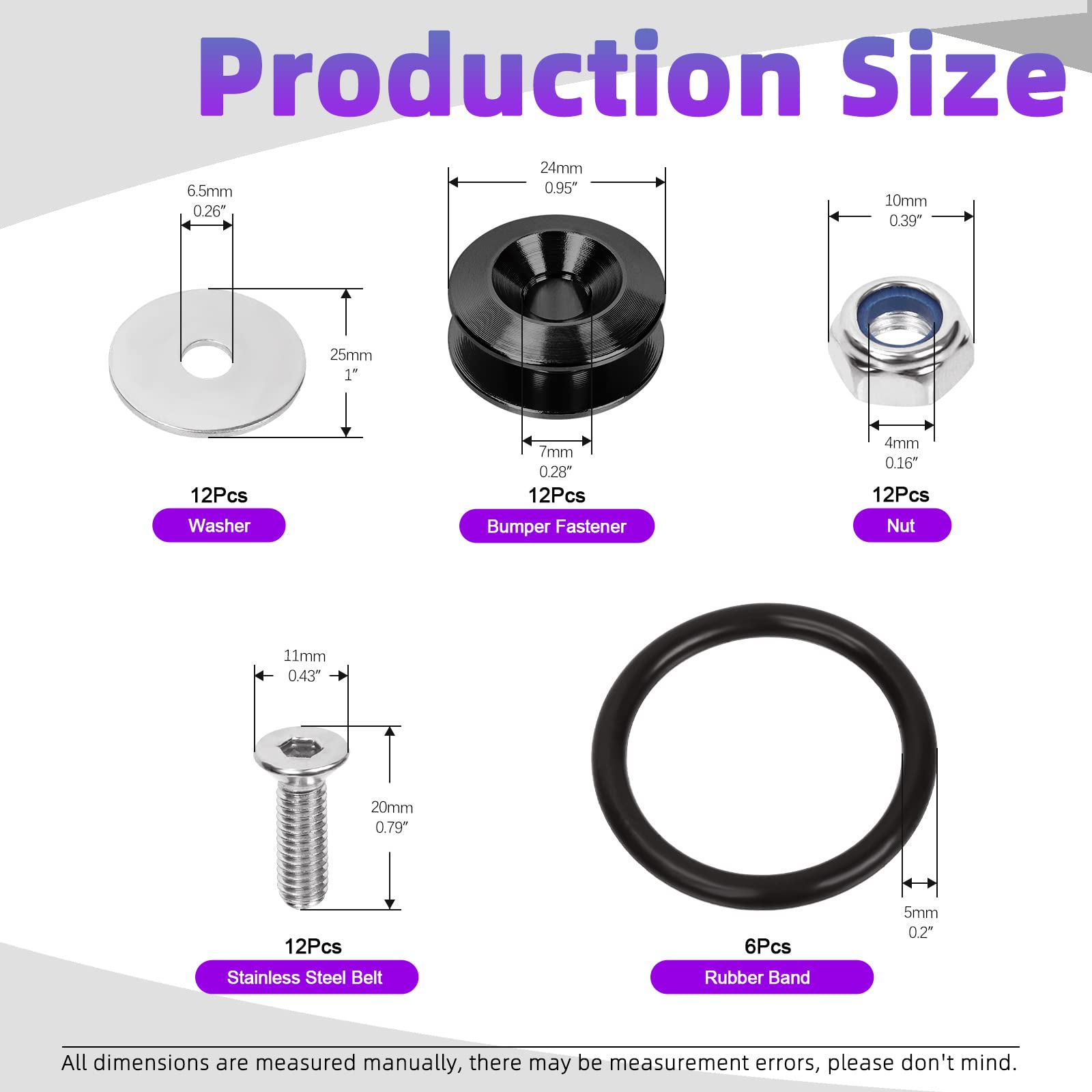 Swpeet 54Pcs - 3 Pairs Black Quick Release Fastener Kit, Universal Aluminum Bumper Clips Quick Release Front Rear Bumper Fastene