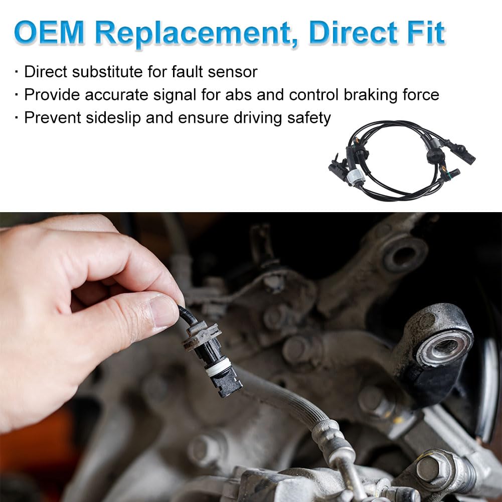 Wmphe Compatible With 2 Pcs Front Abs Wheel Speed Sensor Chevy Avalanche Silverado Suburban Gmc Sierra Yukon 2007 2008 2009 2010 2011 2012, Cadillac Escalade 2009 2010 2011 2012, Oem 15229012