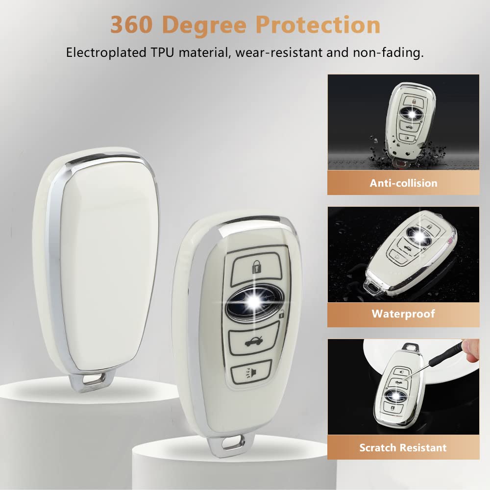 Pifoog Key Fob Cover For Subaru Tpu Keys Case Shell Protector 4 Button Bling Keychain For Subaru Outback Crosstrek Ascent Imprez