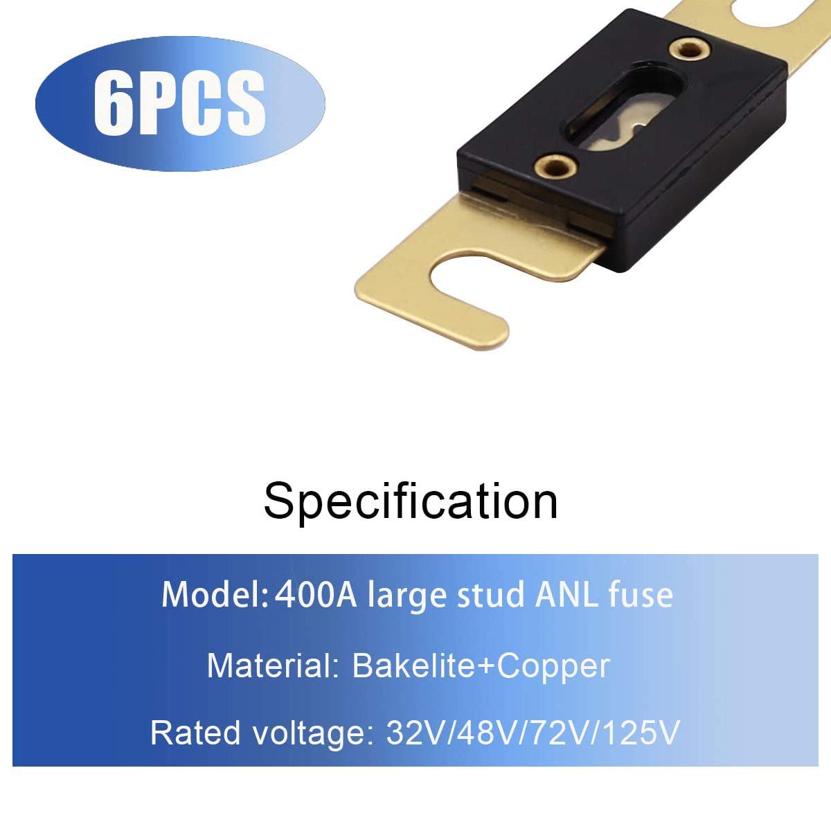 Smseace 6Pcs 400A Gold Plated Anl Fuse Protect Controller Used For Inverters And Car Audio And Other High Current Applications Anl-400A