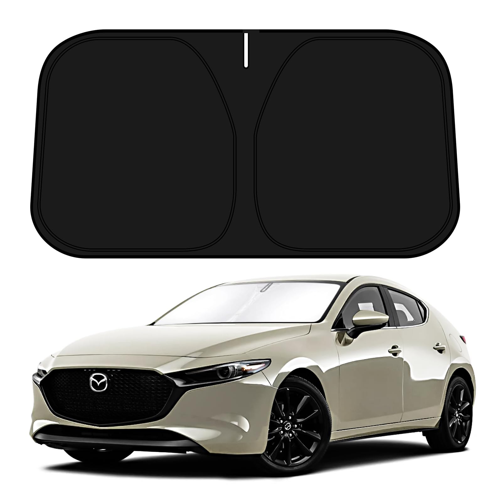 D-Lumina Windshield Sun Shade For 2019-2023 Mazda 3 Accessories Mazda3 Sedan Hatchback, Front Window Sunshade Sun Visor Protector Block Uv Rays Heat, Foldable 2 Layers 210T Material