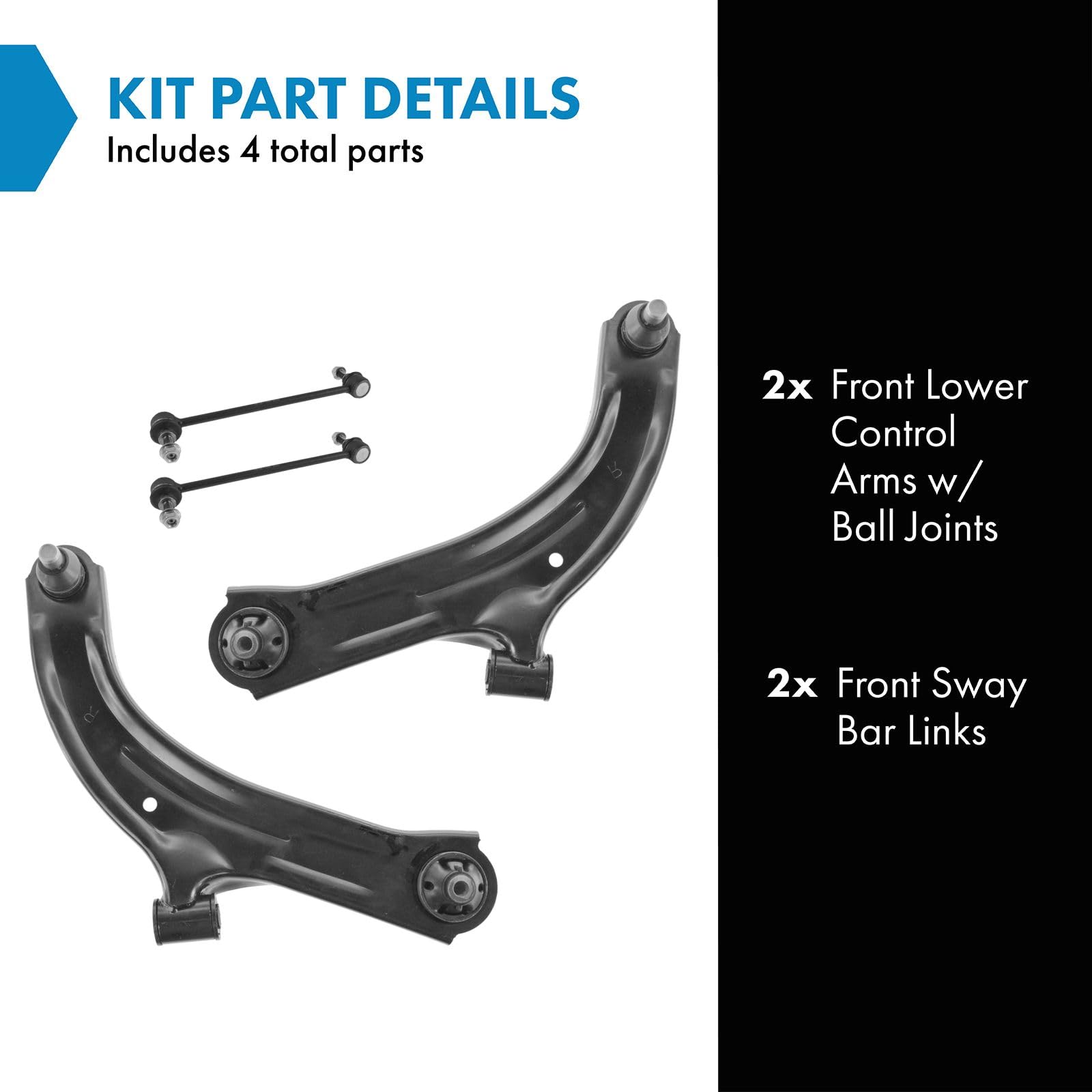 Trq Front Suspension Kit Control Arm With Ball Joint Sway Bar Stabilizer Link Compatible With 2009-2014 Nissan Cube 2007-2012 Ve
