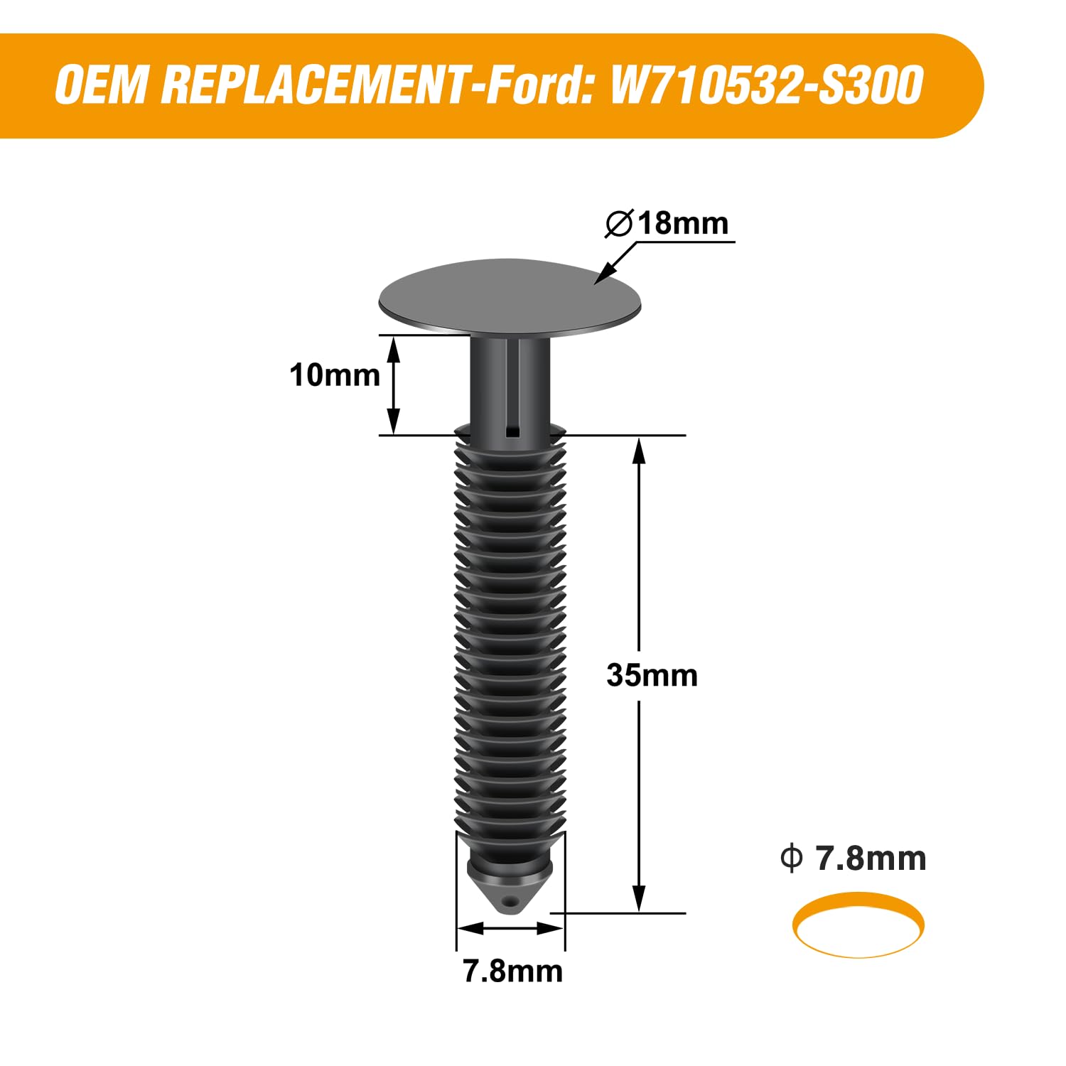 Gooacc 20Pcs Door Trim Car Push Pin Retainer Clips Splash Shield Retainers Compatible With Ford: W710532-S300 W710532S300 Ford M