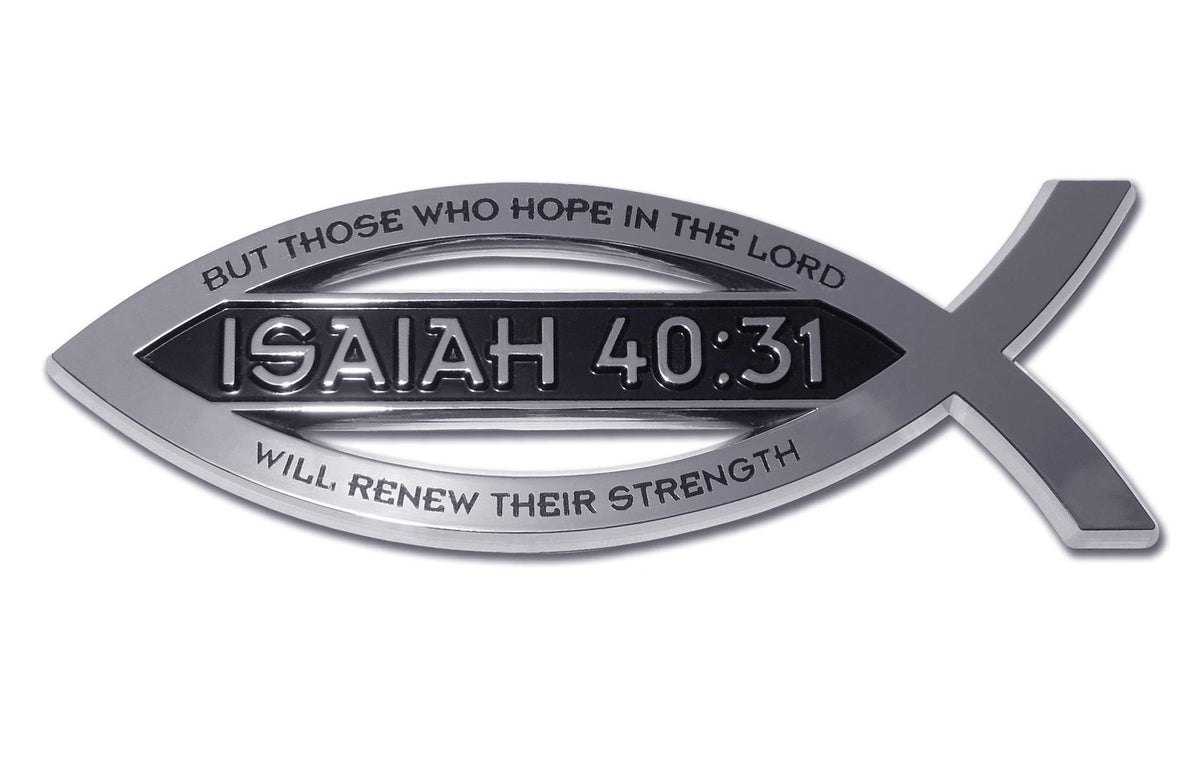 Christian Fish Isaiah 40:31 Verse Chrome Auto Emblem
