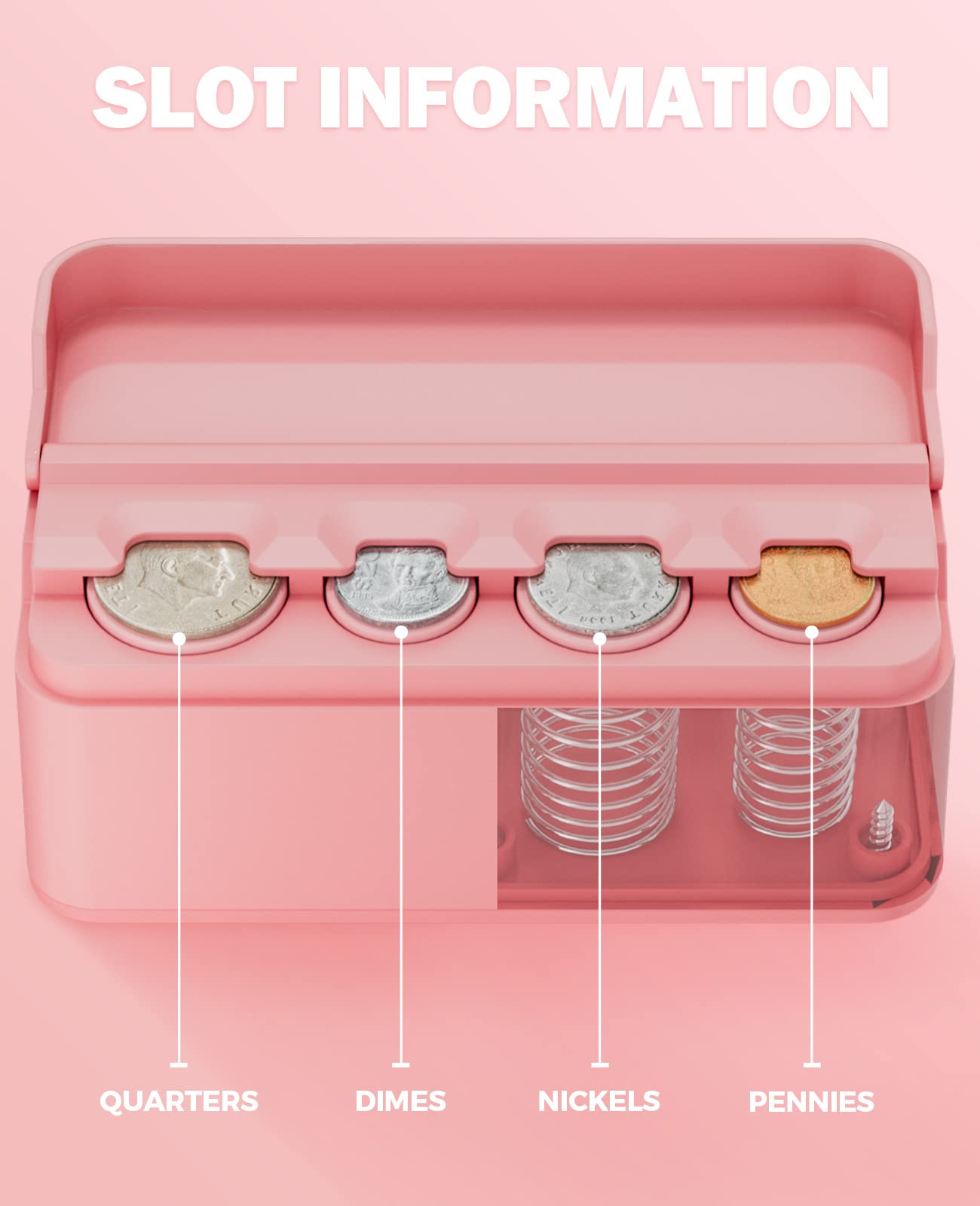 Joytutus Coin Holder For Car Change Organizer Universal Storage Coin Money Dispenser Fit For Most Car Trucks Accessories(Pink, 2