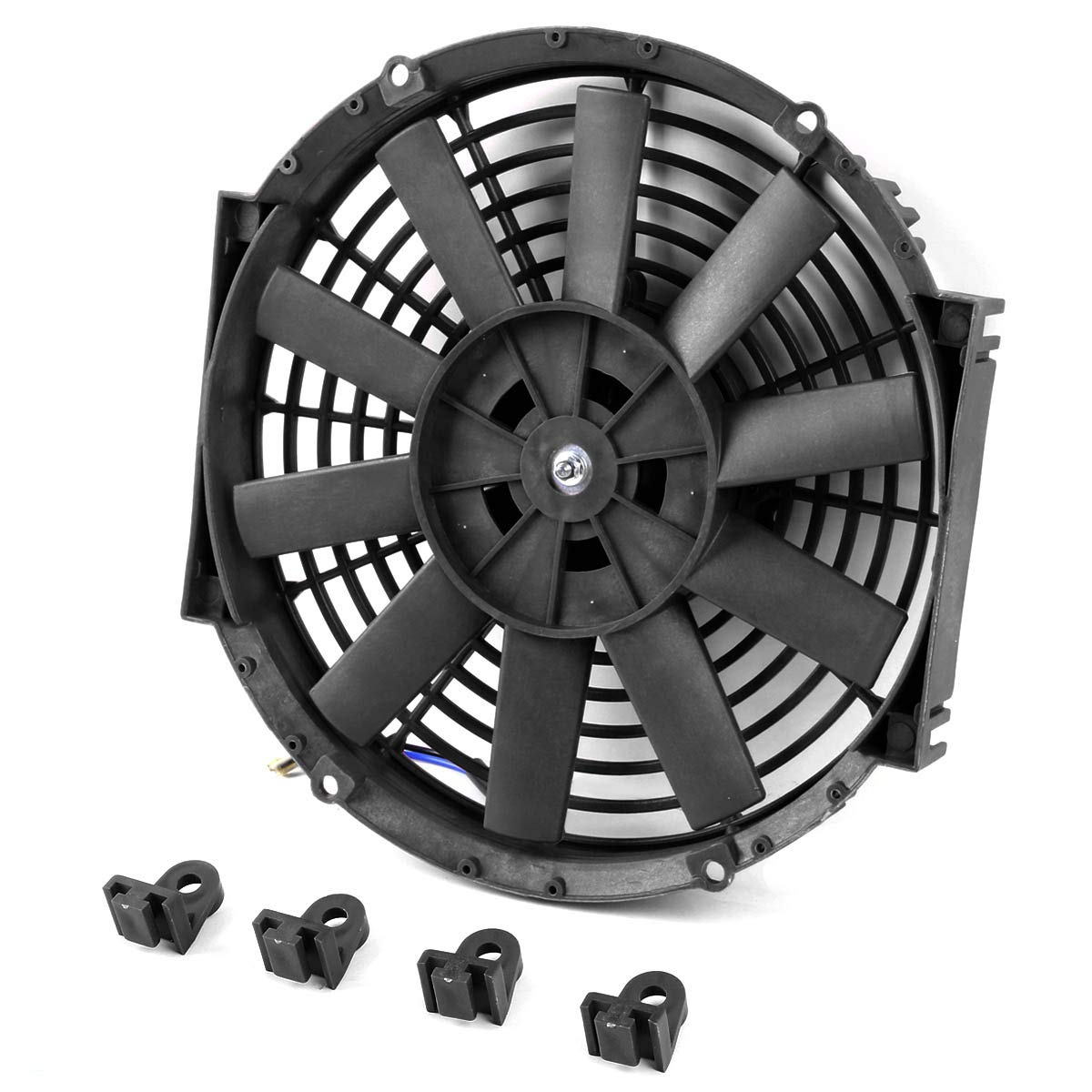 Dna Motoring 10 Inch High Performace Electric Cooling Slim Radiator Fan With Mount Kit, Black, 2Pcs, Raf-10-X2