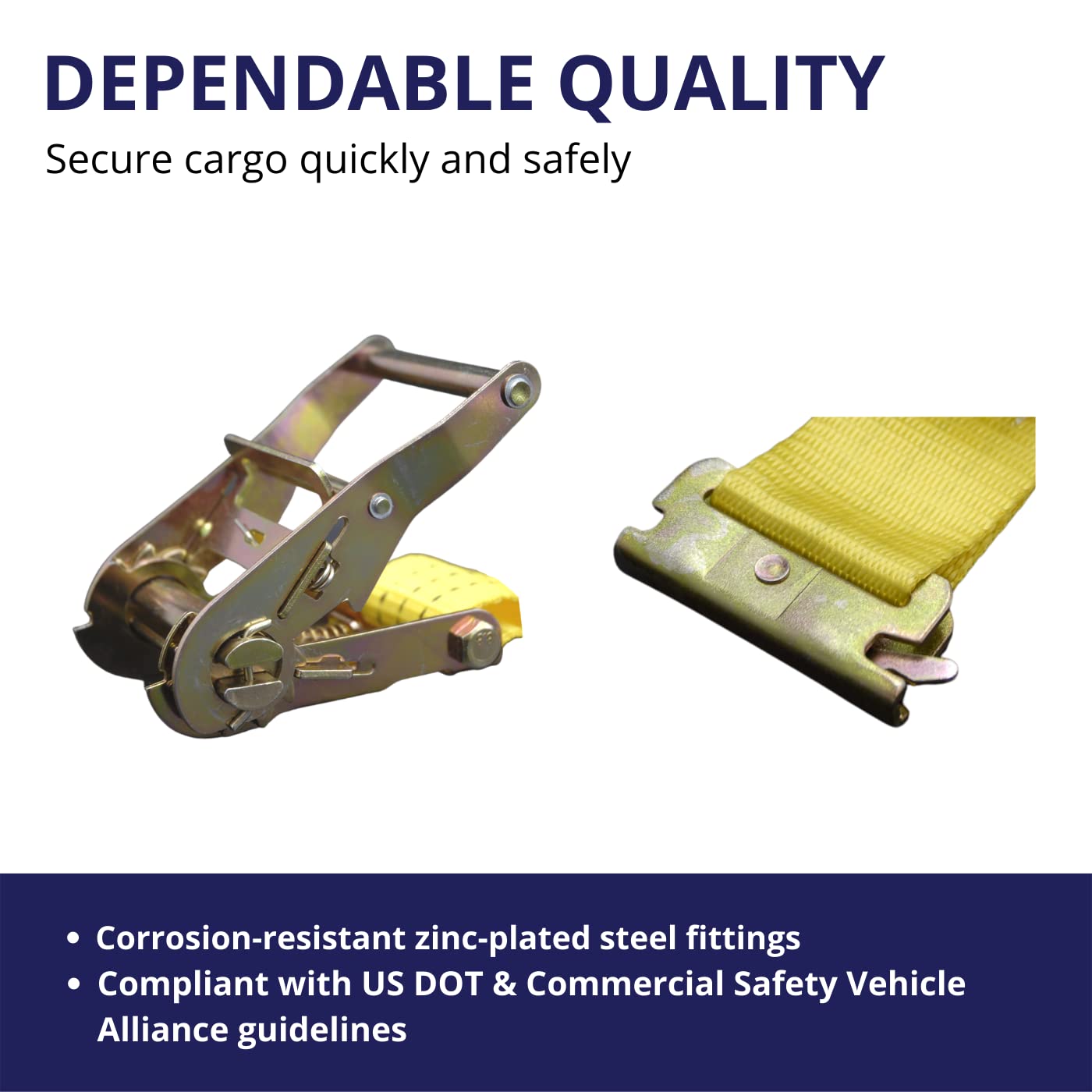 Cargo Control 8 Pack E-Track Ratchet Straps 2" x 15' Yellow Polyester 4400 lbs Model 84400215E