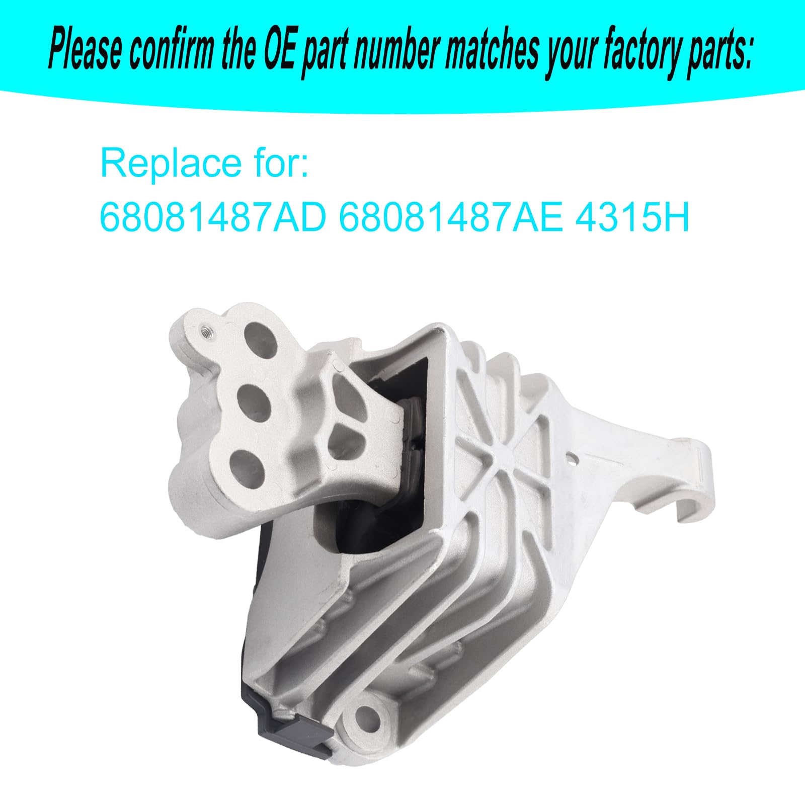 Transmission Motor Mount with Hydraulic Compatible with Dodge Dart 2013-2015 1.4L 13-14 2.4L Replacement for 68081487AD 68081487