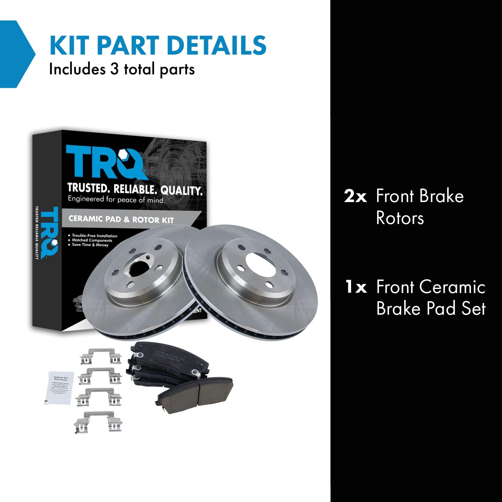 Trq Front Brake Pad & Rotor Kit Brake Pads Brake Rotor Ceramic Compatible With 2005-2020 Chrysler 300 2009-2020 Dodge Challenger
