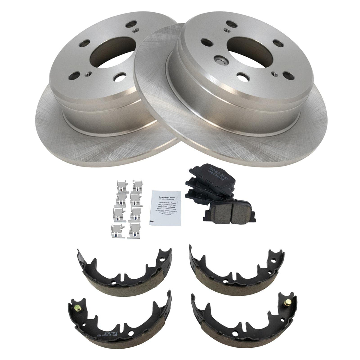 Trq Rear Brake Pad & Rotor Kit Brake Pads Brake Rotor Parking Brake Shoe Set Ceramic Compatible With 2000-2001 Lexus Es300 Toyot