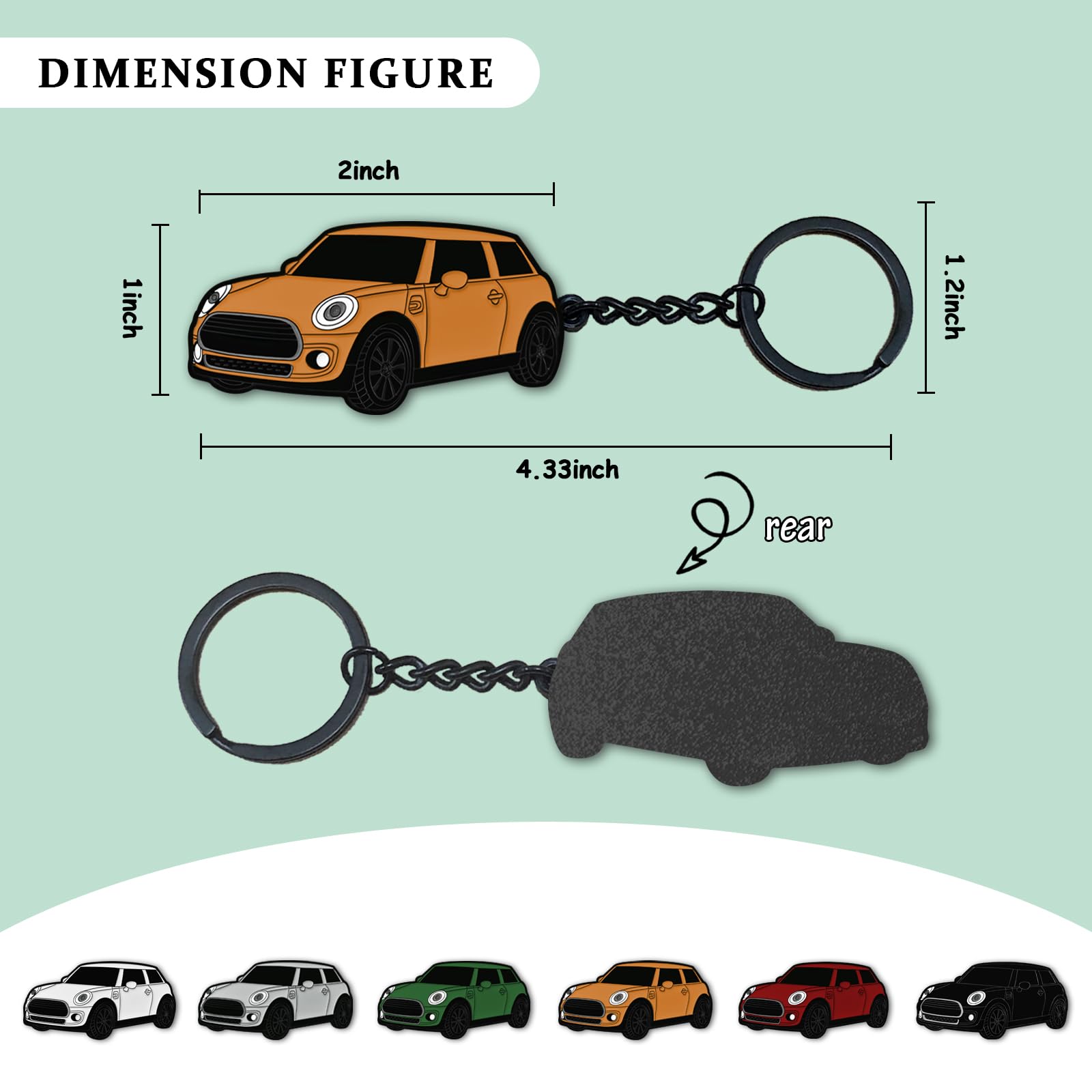 Glahorse For Mini Cooper Keychain，For Mini Cooper/Cooper S Accessories 2014-2022，Metal Keychain (Yellow)