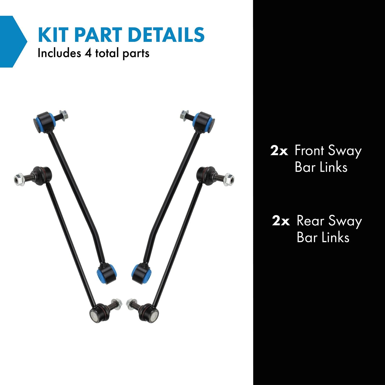 Trq Front & Rear Sway Bar Stabilizer Link Set Compatible With 2015-2022 Ford Transit-150 Transit-250 Transit-350 Transit-350 Hd