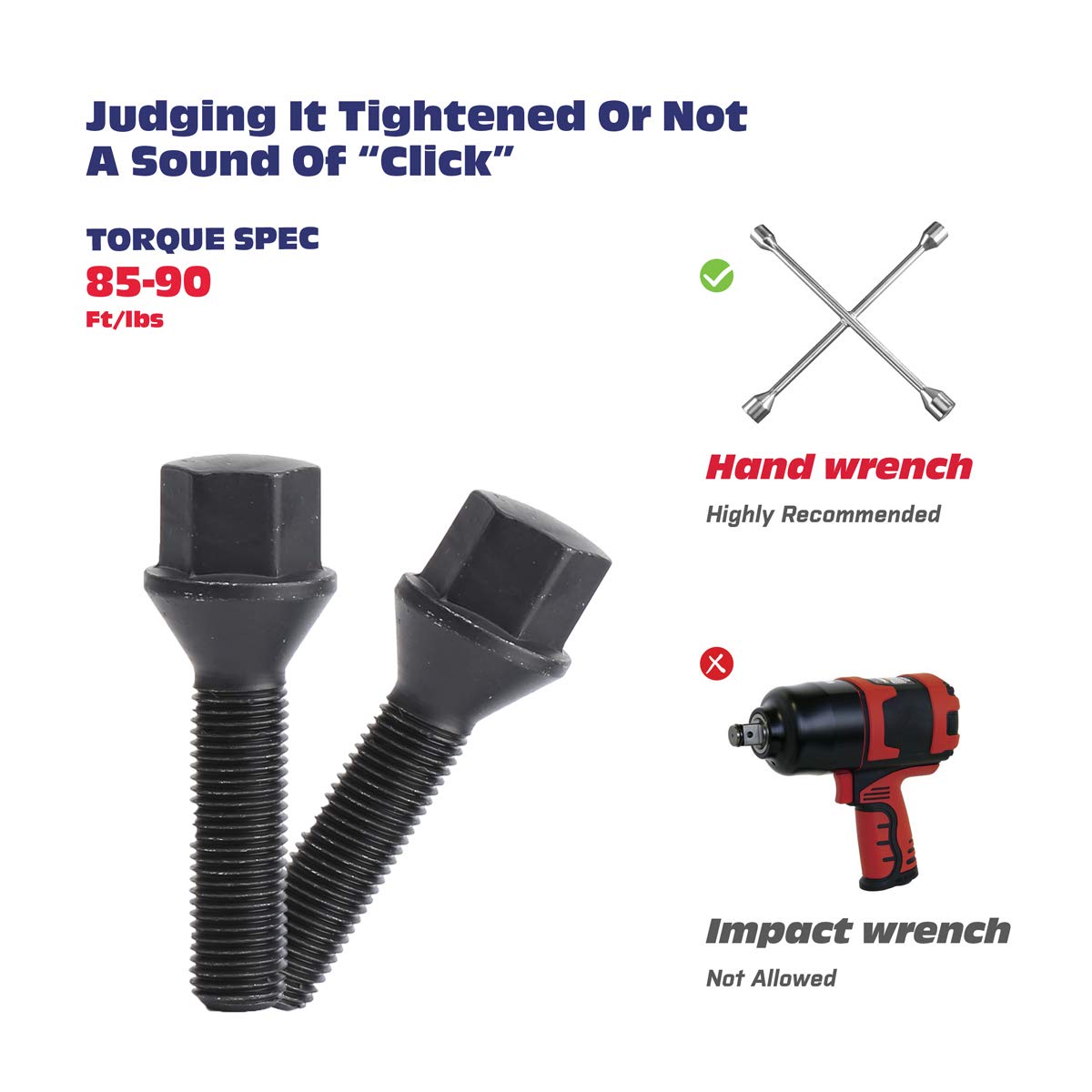 12X1.5Mm Tuner Lug Bolts, Ksp Conical Seat Extended 40Mm Shank 17Mm Hex For Aftermarket Wheels, 5Pcs Black