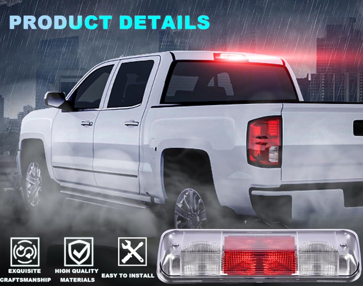 New 3Rd Third Brake Lamp Light Assembly Replacement For Ford F150 2004 2005 2006 2007 2008 Bulbs Included