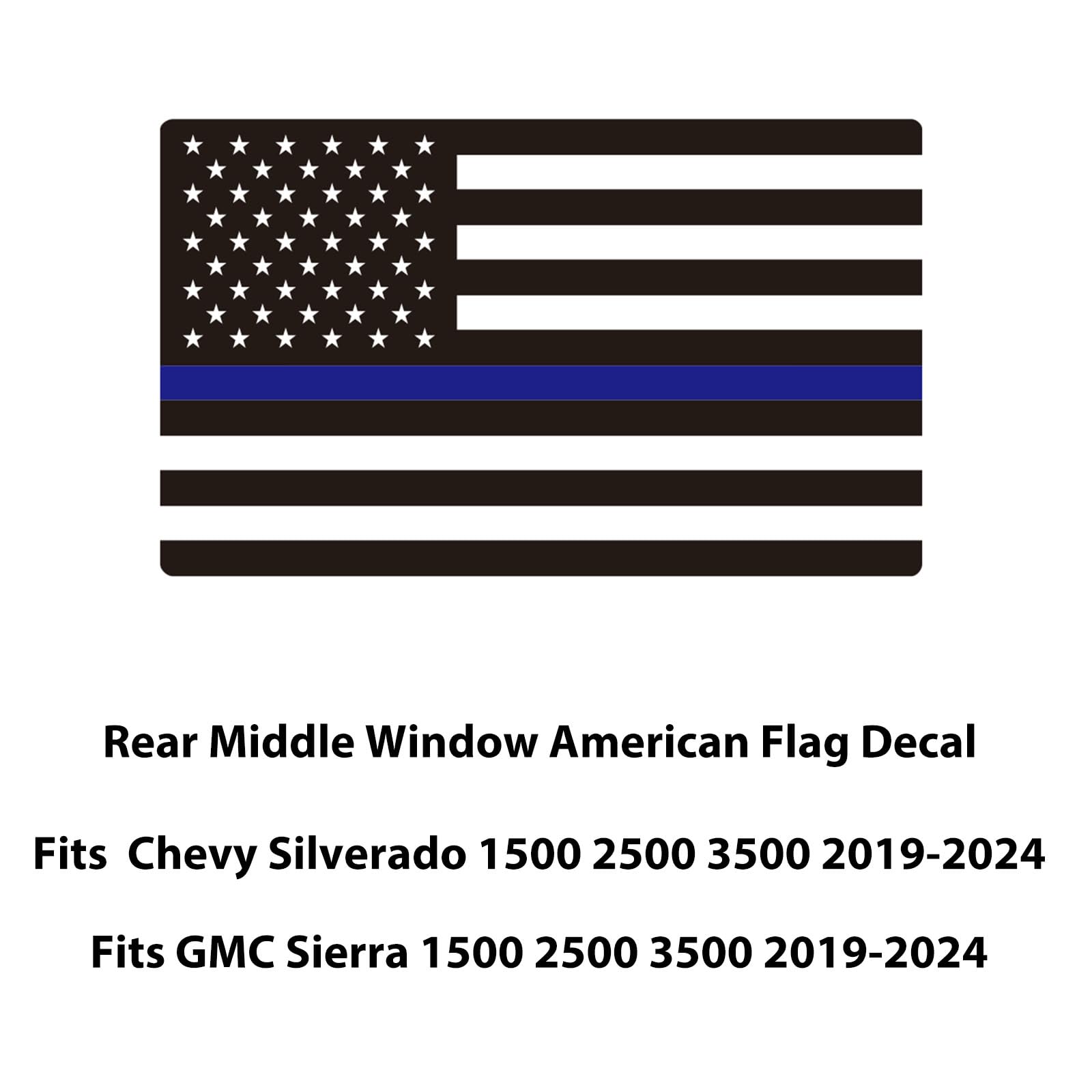 Zxiaochun Rear Middle Window American Flag Decal For Chevy Silverado Gmc Sierra 2019 2020 2021 2022 2023 2024 2025 Back Center S