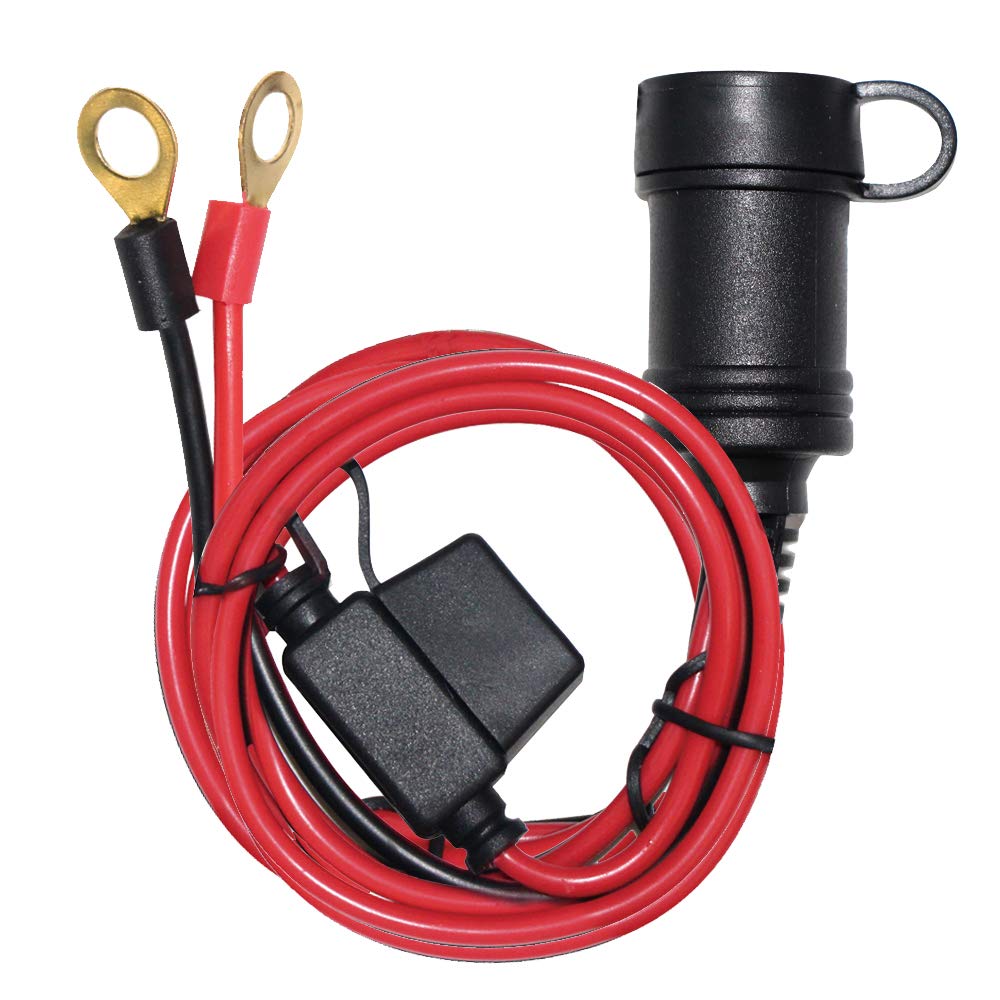 Sparking 6Ft Car Female Cigarette Lighter Plug Socket To Eyelet Terminals 12V Extension Cable With 15A Fuse(6Ft)