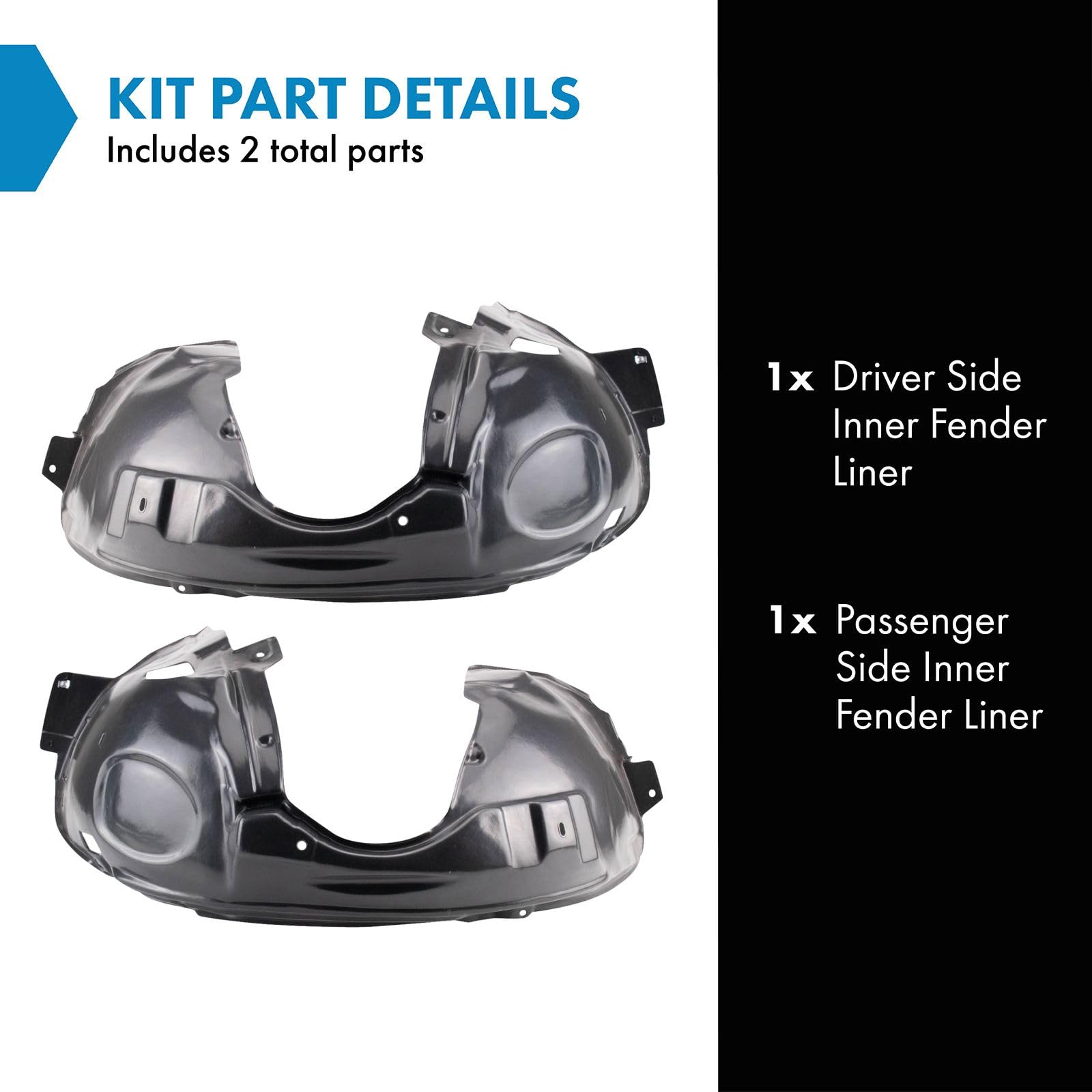 Trq Inner Fender Liner Set Compatible With 2002-2008 Mini Cooper Mc1248101 Mc1249101