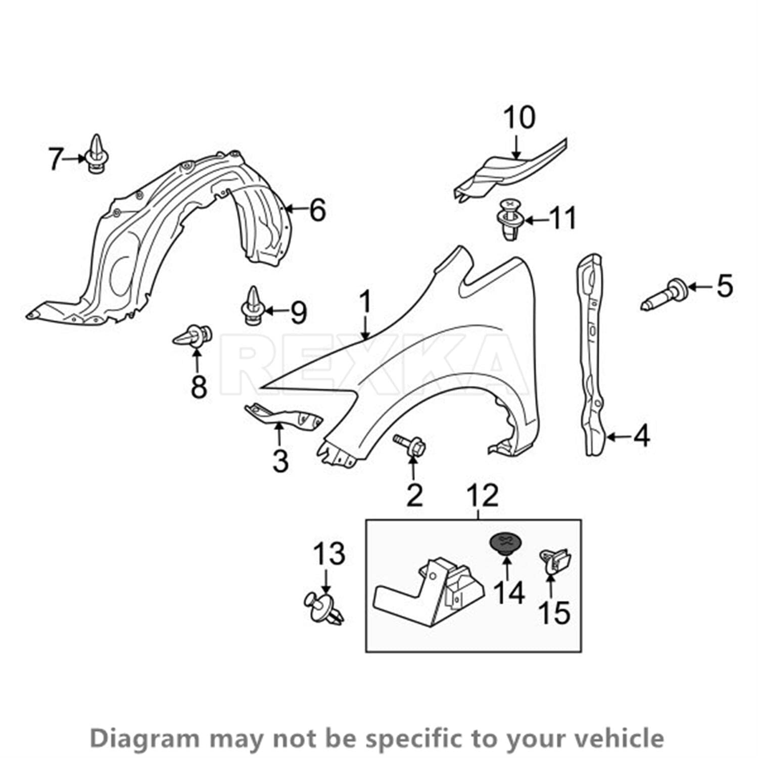 Rexka 15Pcs Rocker Molding Clip Gray Nylon For Bp4L-51-Sj3 Mazda 2 3 5 6 Cx-3 Cx-5 Cx-9 Mx-5 Miata Bp4L51Sj3