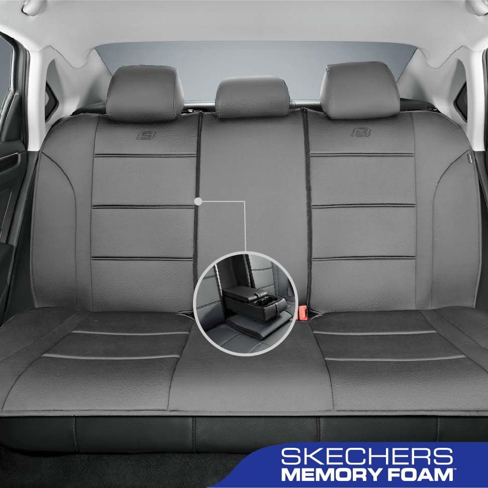 Skechers Memory Foam Car Seat Covers, Lycra Seat Covers Thick Memory Foam, Car Seat Cover Full Set, Airbag Compatible, Automotiv