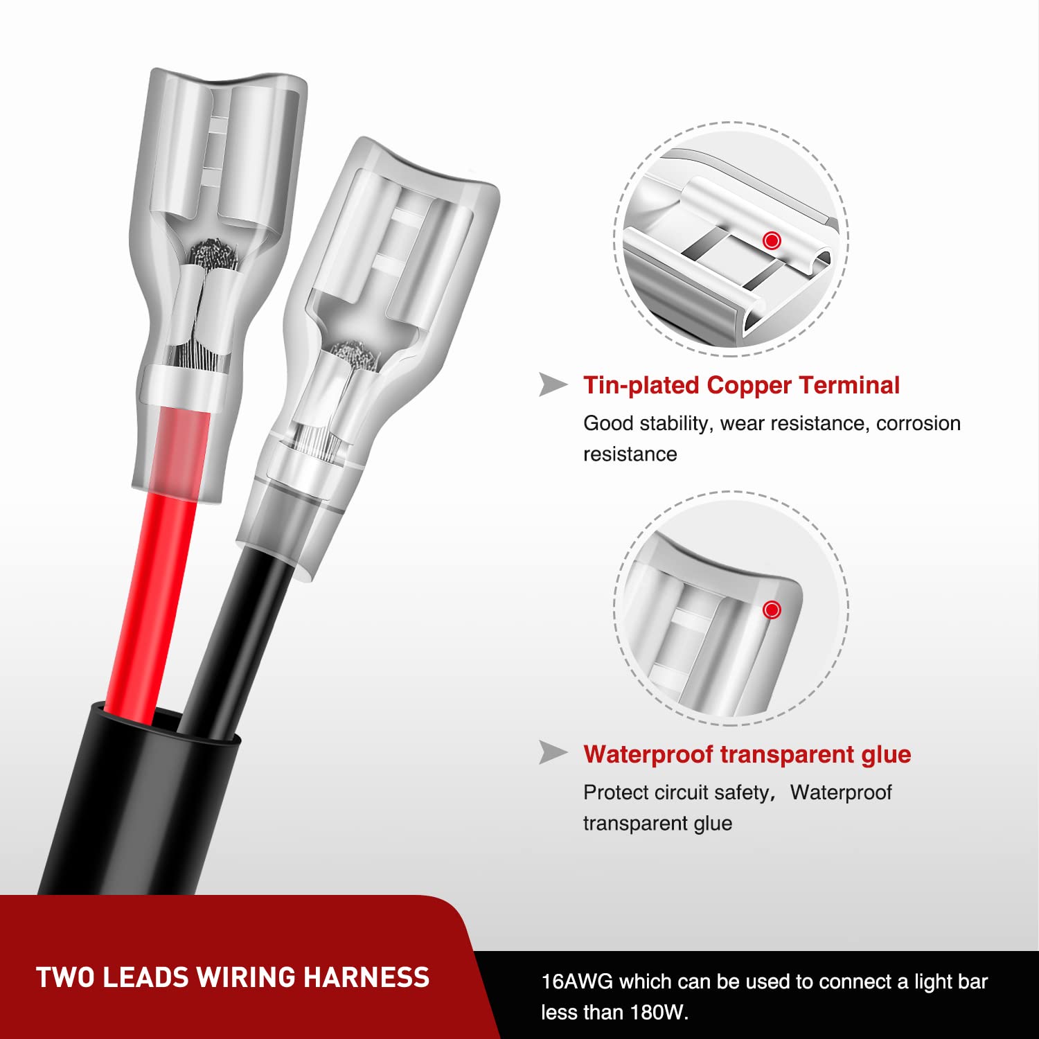 Nilight 2Pcs 16 Awg 20 Feet Wiring Harness Extension Kit For Led Light Bar Work Light Led Pods Off Road Lights Driving Fog Light