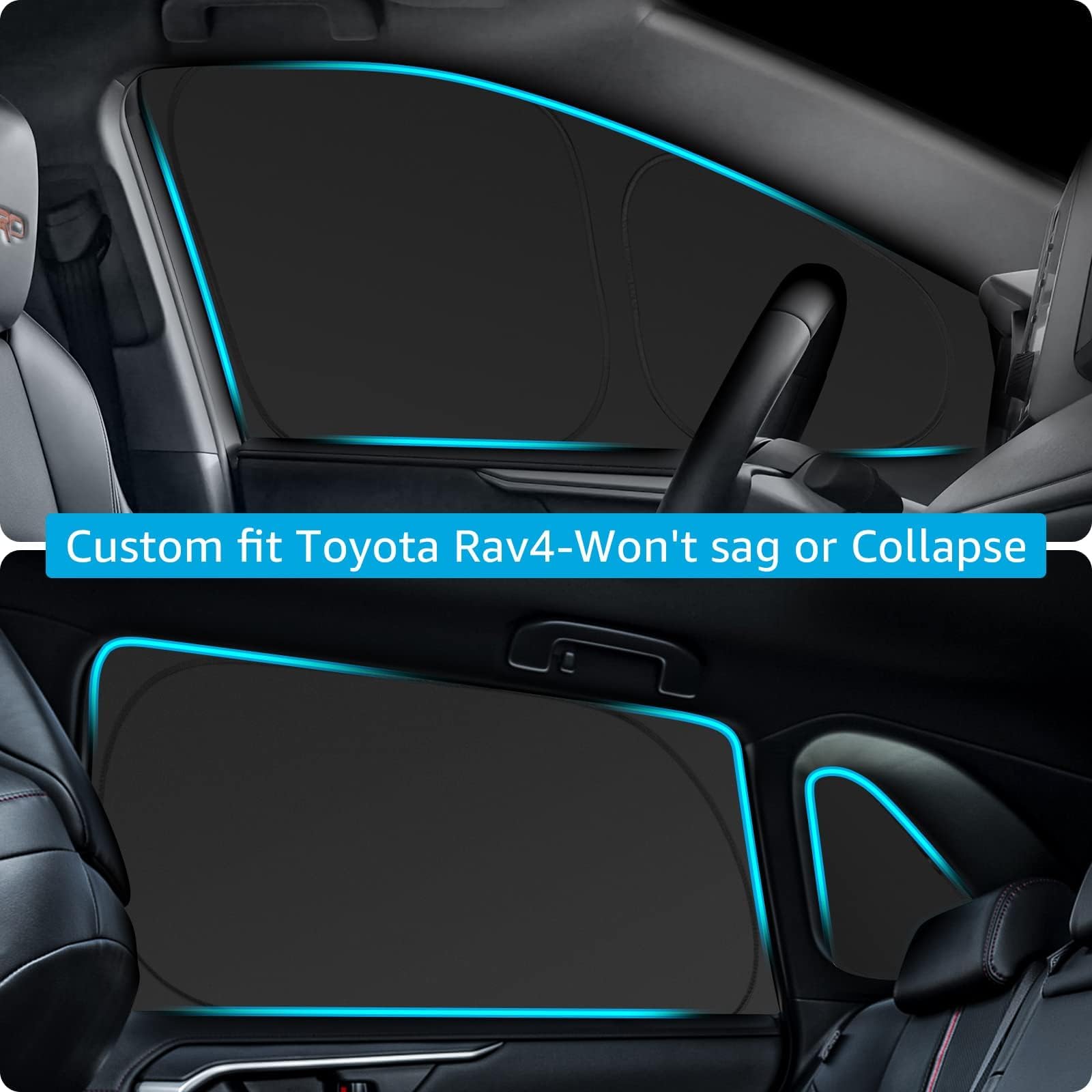 Proadsy 2025 Upgrade Window Shades For Rav4 2019-2024 2025 Side Windows Rear Windshield Triangular Window Sunshade For Baby/Camping Sun Uv Rays And Privacy Protection Set Of 7