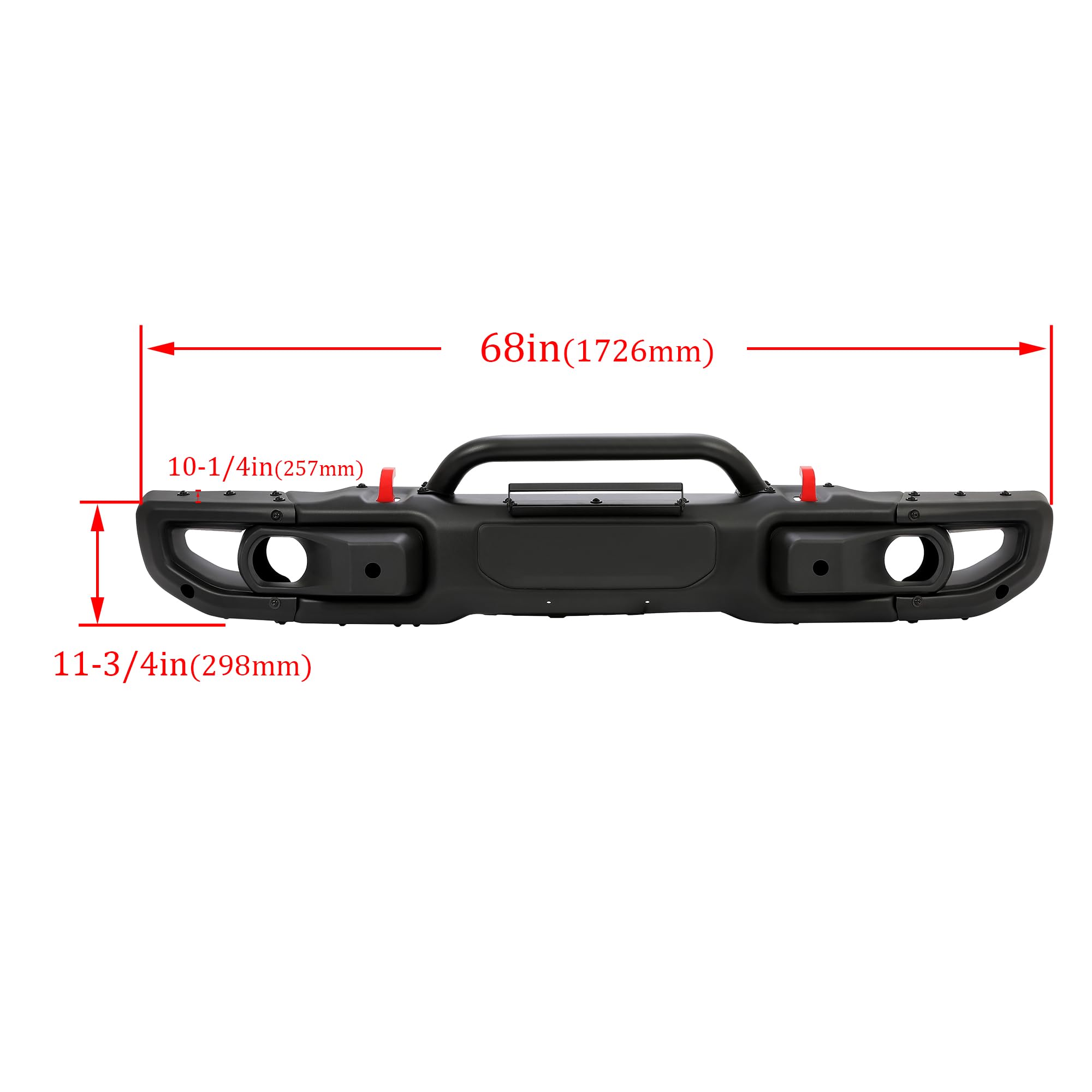HECASA Front Bumper Compatible with 2007-2018 Jeep Wrangler JK Rubicon W/Sensor Hole and Winch Mount Plate 10th Anniversary Styl