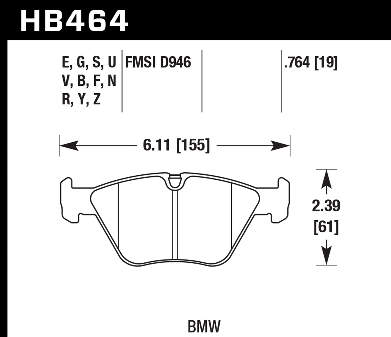 Hawk Performance Hb464F.764 Hps Performance Ceramic Brake Pad