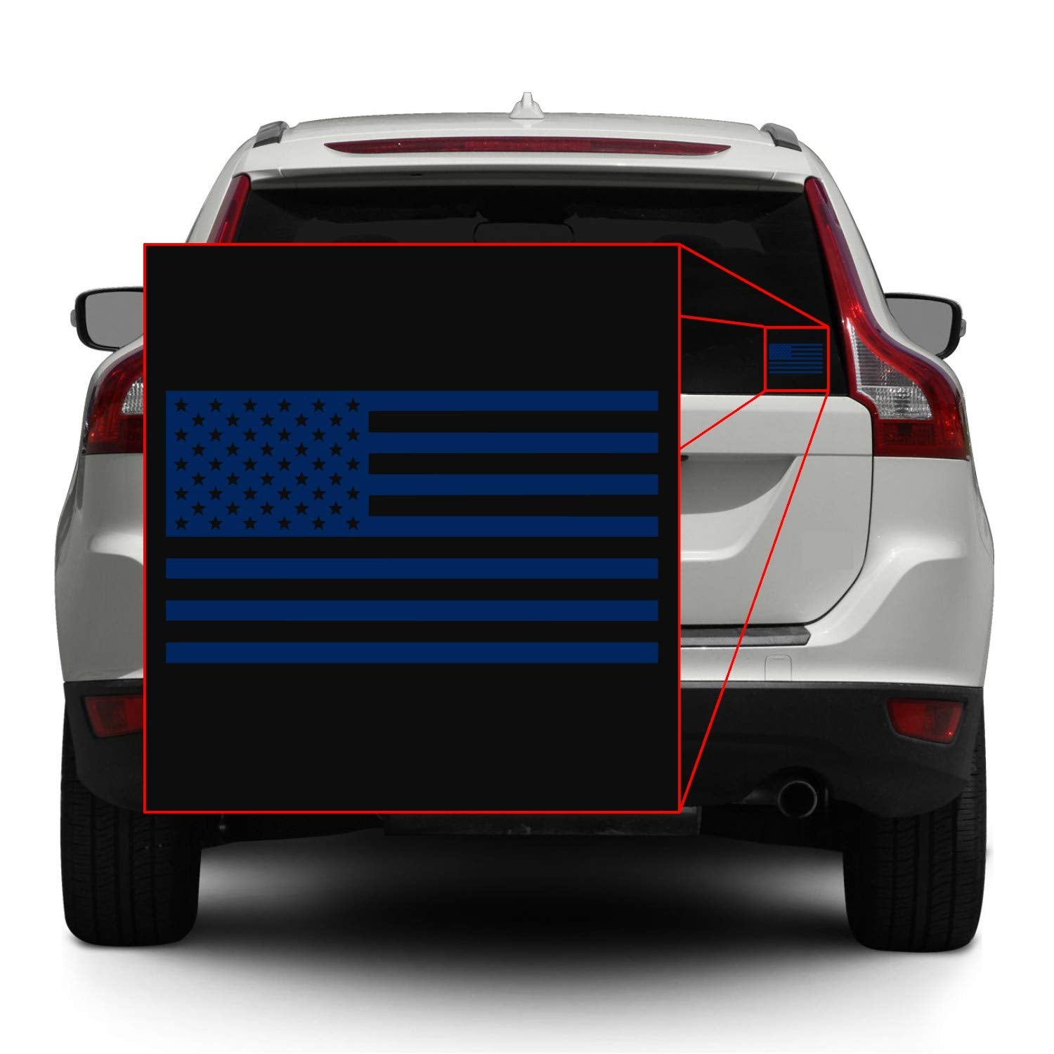 American Us Flag [Pick Color/Size] Vinyl Decal Sticker For Laptop/Car/Truck/Window/Bumper (7.5In X 4.2In, Matte Navy Blue)